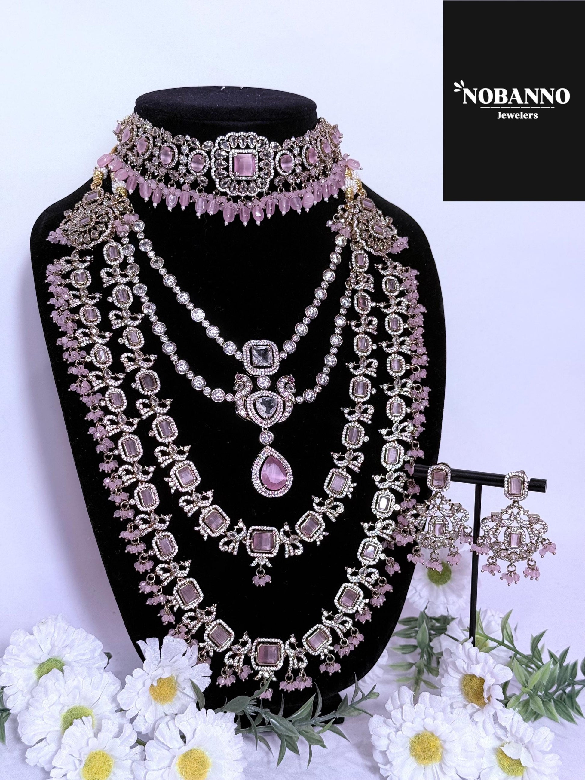 Pristine Handcrafted  Victorian Bridal set/Indian Bridal Jewelry Set/ High Quality stone / Victorian 5 Piece Set