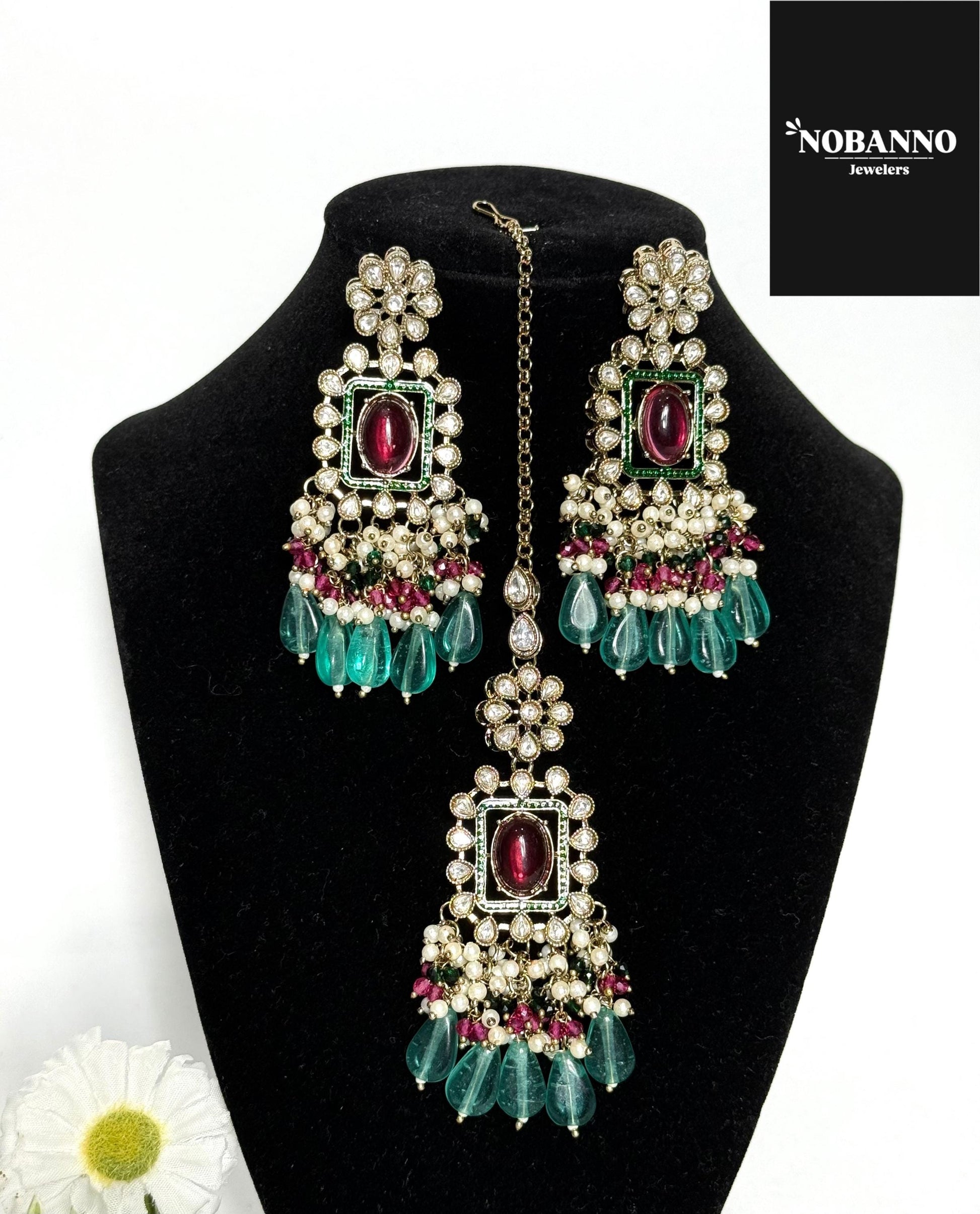 Handcrafted Kundan Choker set/Indian  Jewelry Set/ High Quality Kundan 4 Piece Set.