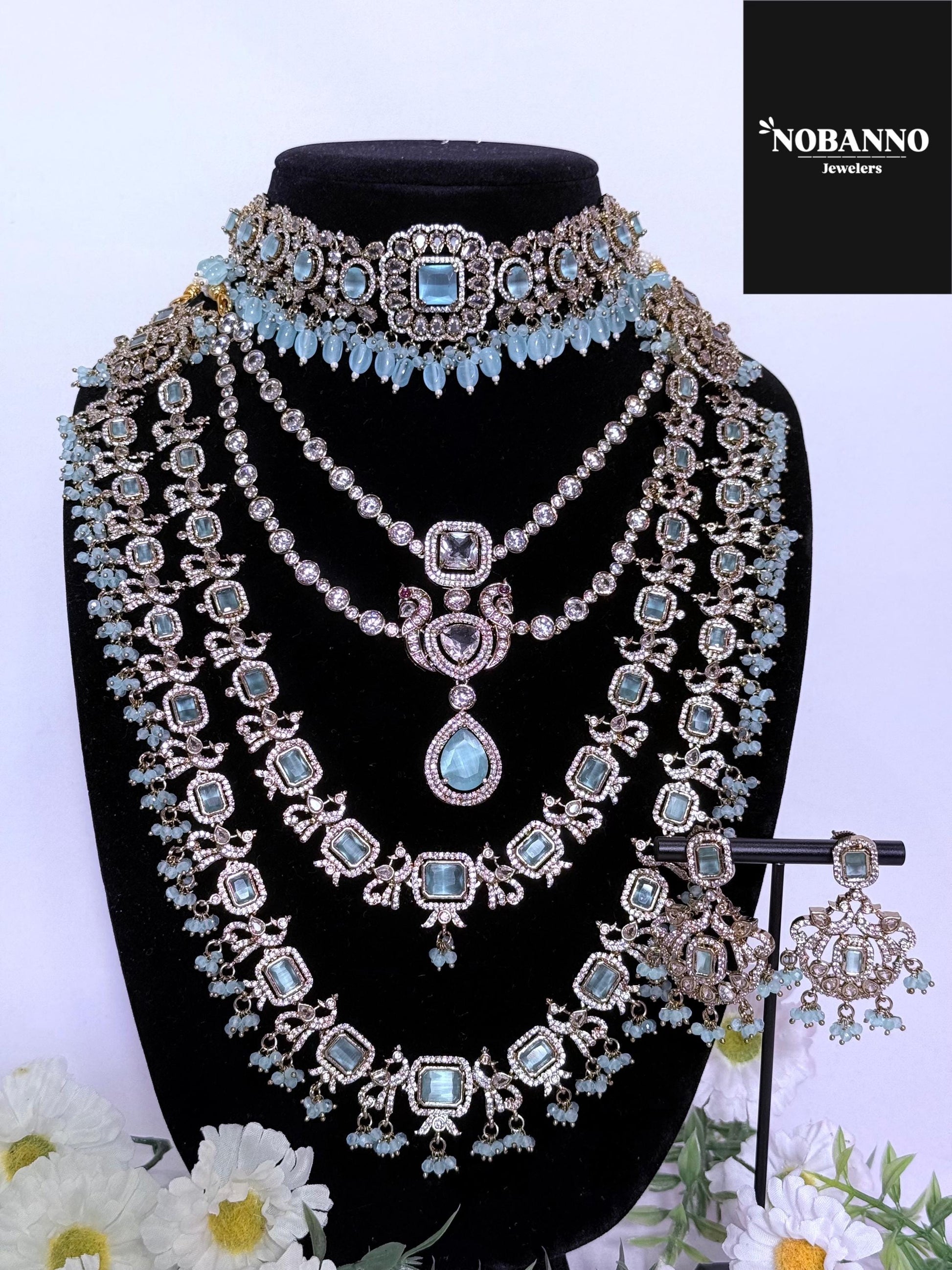Pristine Handcrafted  Victorian Bridal set/Indian Bridal Jewelry Set/ High Quality stone / Victorian 5 Piece Set