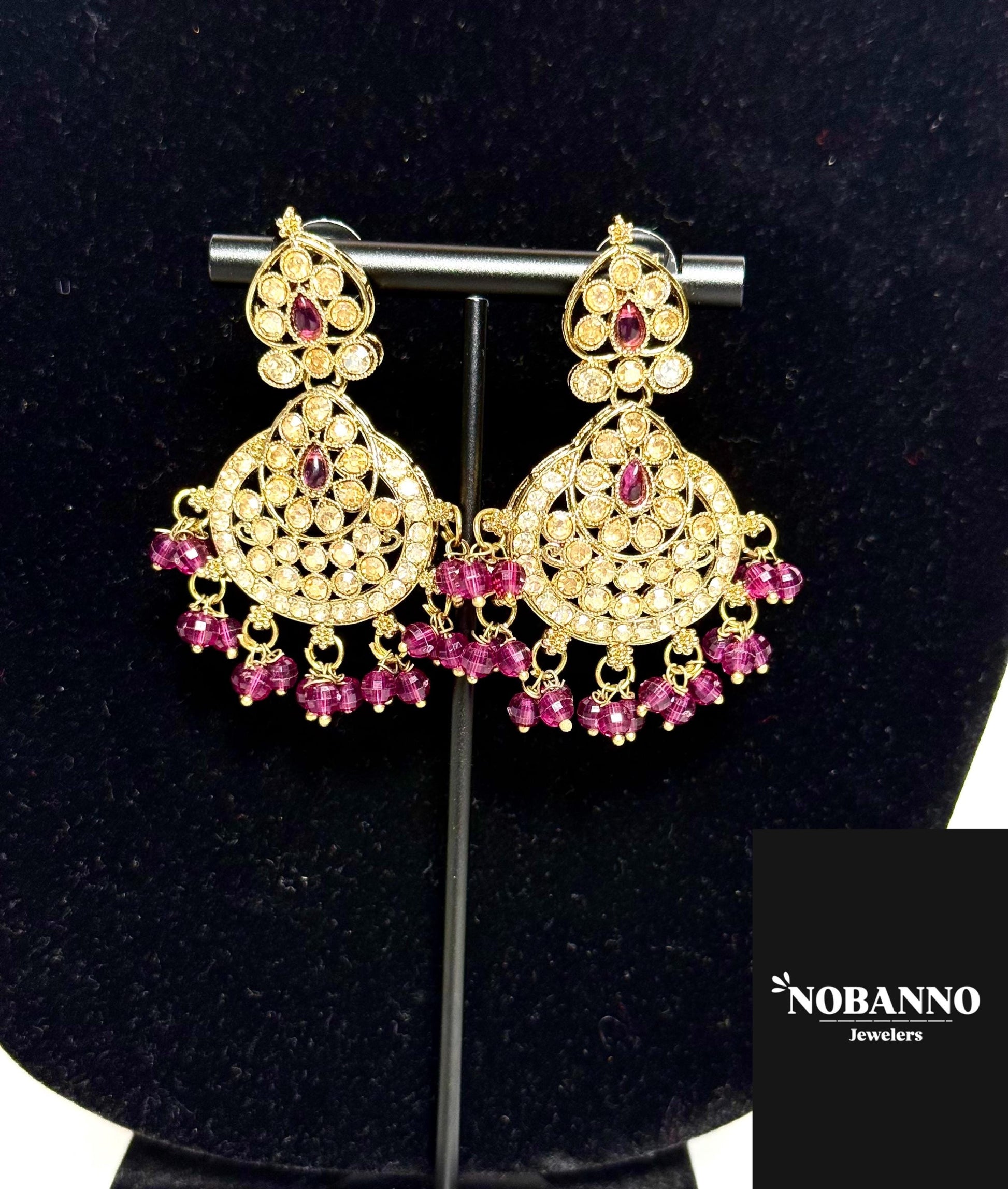 Pristine Handcrafted Kundan Semi Bridal  Necklace set/Indian Jewelry Set/ High Quality Kundan 5 Piece Set.