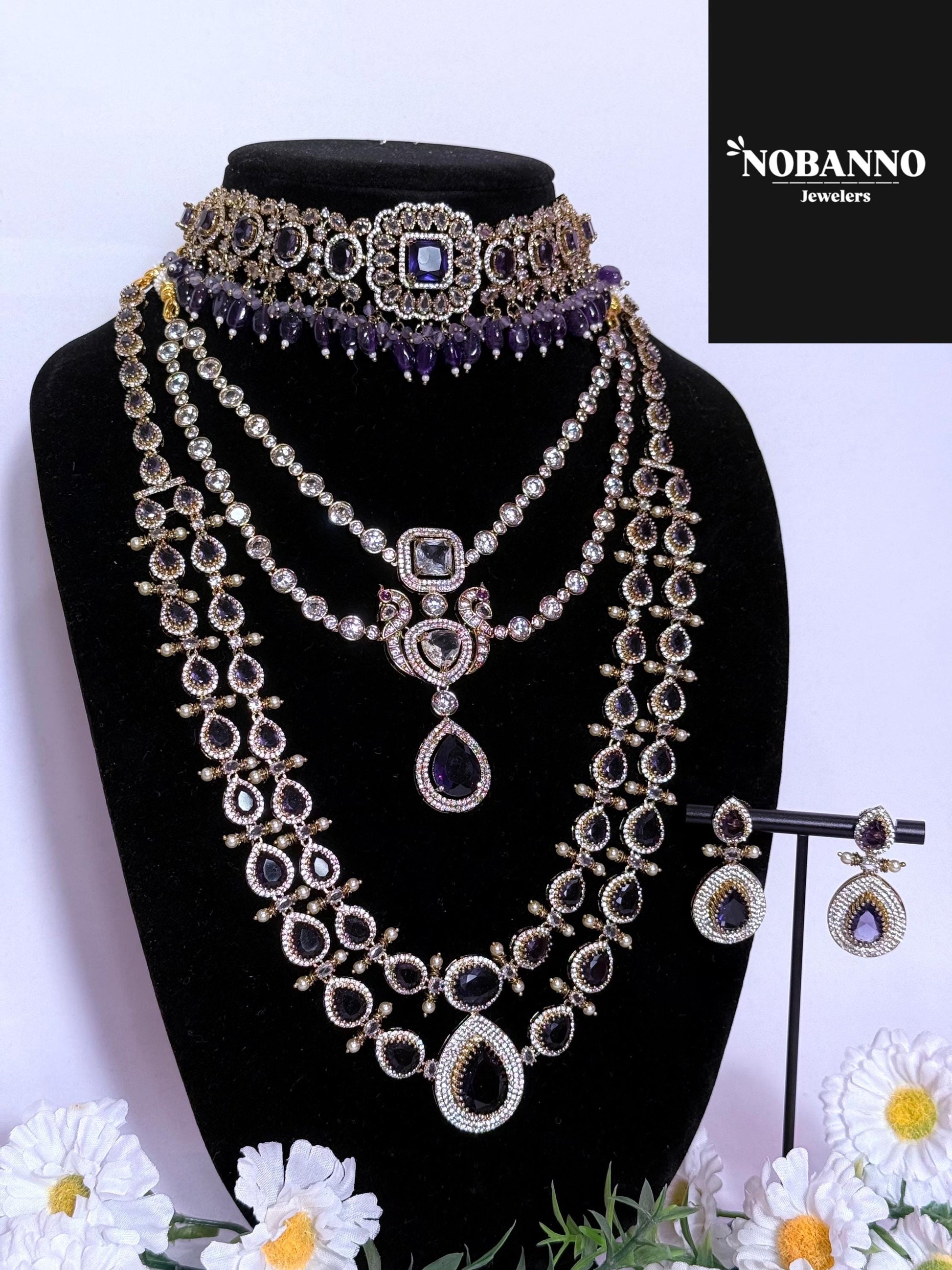 Pristine Handcrafted  Victorian Bridal set/Indian Bridal Jewelry Set/ High Quality stone / Victorian 5 Piece Set