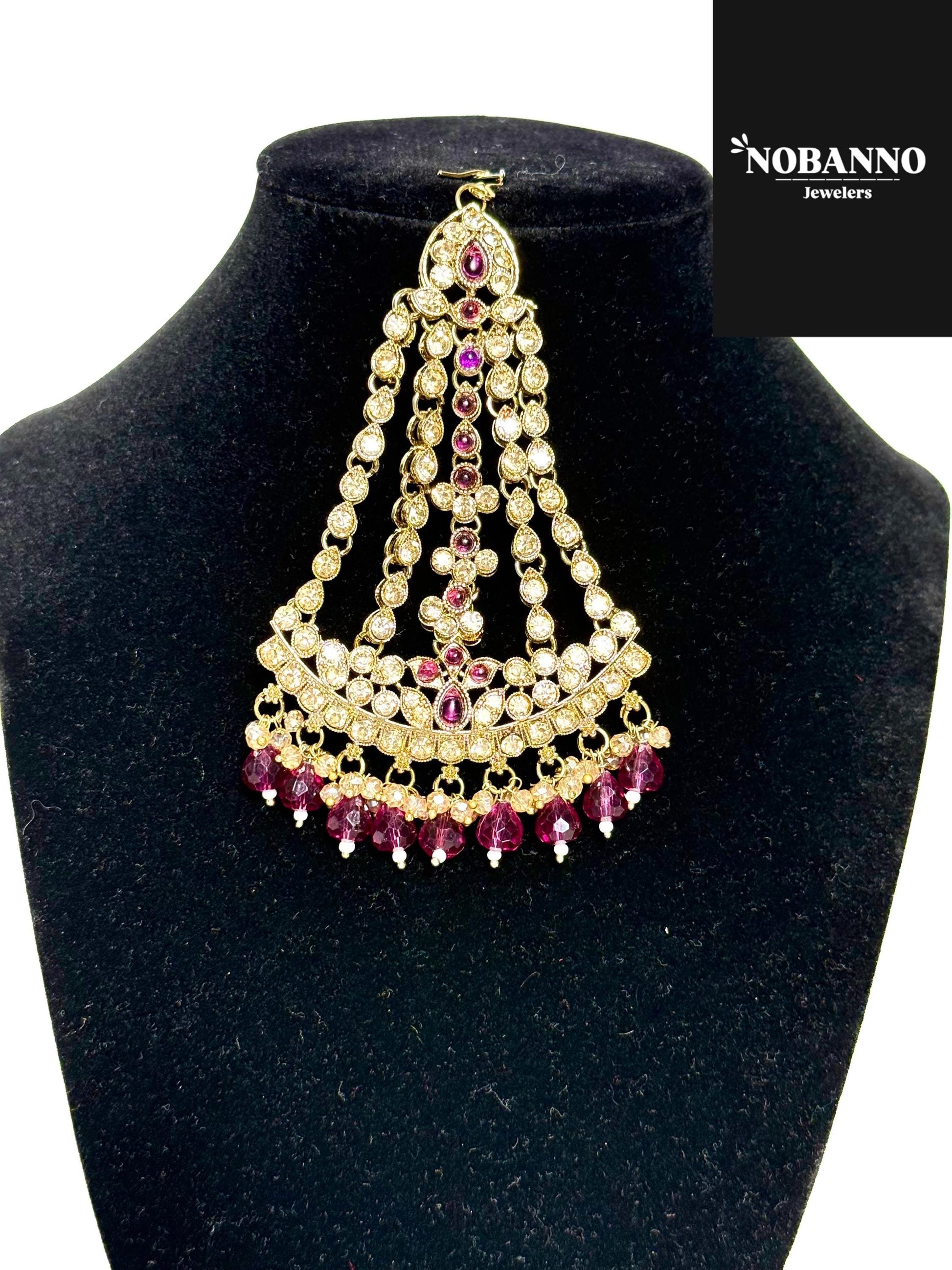 Pristine Handcrafted Kundan Semi Bridal  Necklace set/Indian Jewelry Set/ High Quality Kundan 5 Piece Set.