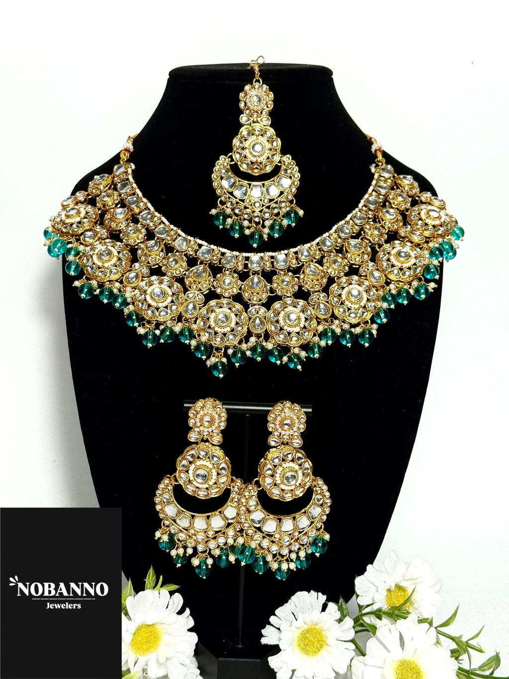 Pristine Handcrafted Kundan Necklace set/Indian Jewelry Set/ High Quality Kundan 4 Piece Set.