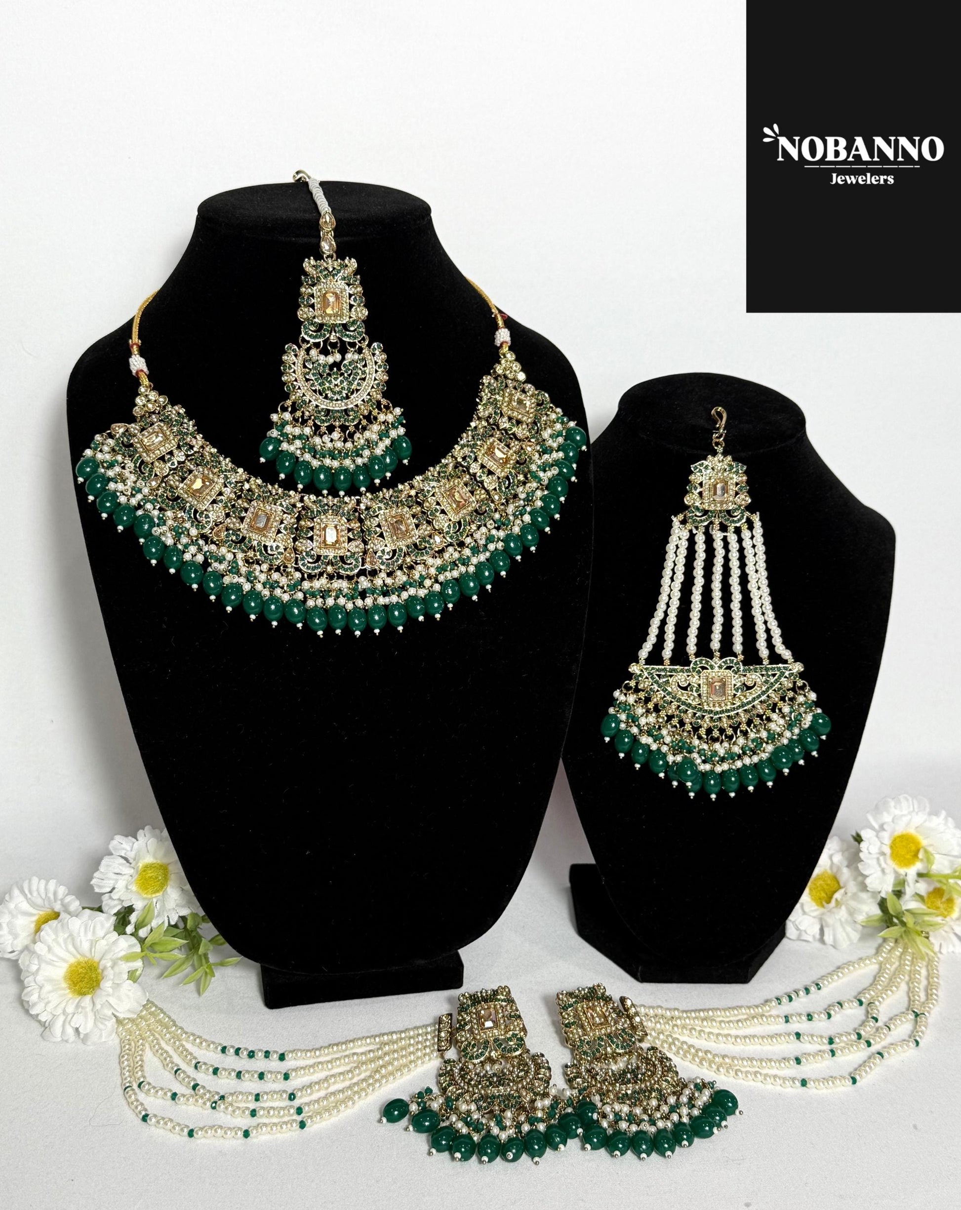 Pristine Handcrafted  pakistanu Polki semi Bridal set/Indian Semi Bridal Jewelry Set/ High Quality Polki 5 Piece Set.
