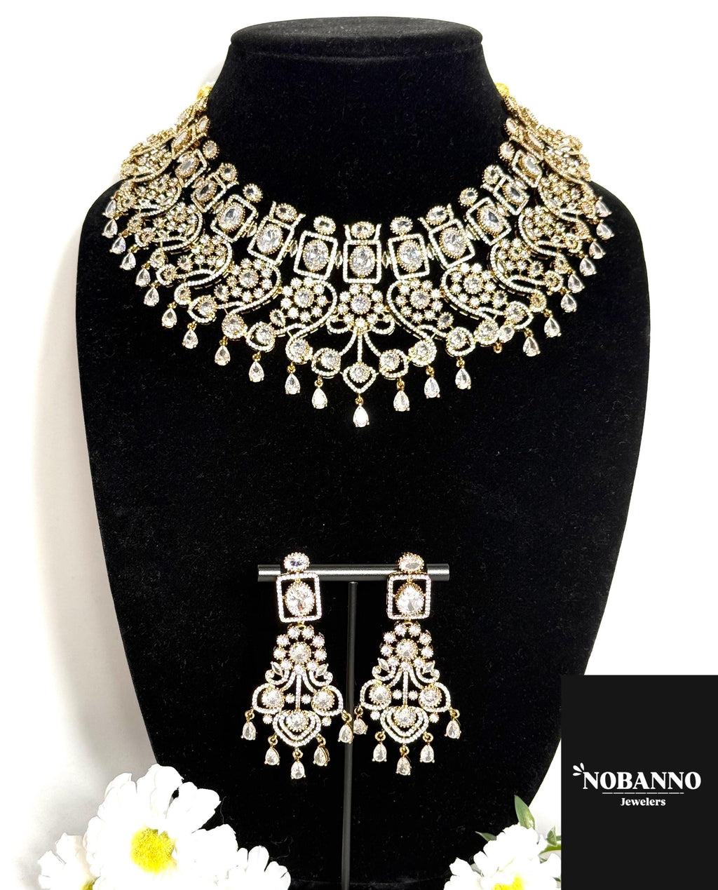 Premium Quality Moissanite Kundan Victorian Polished Jewelry Set/Indian Jewellery/ kundan jewellery/High quality stone neacklace set.