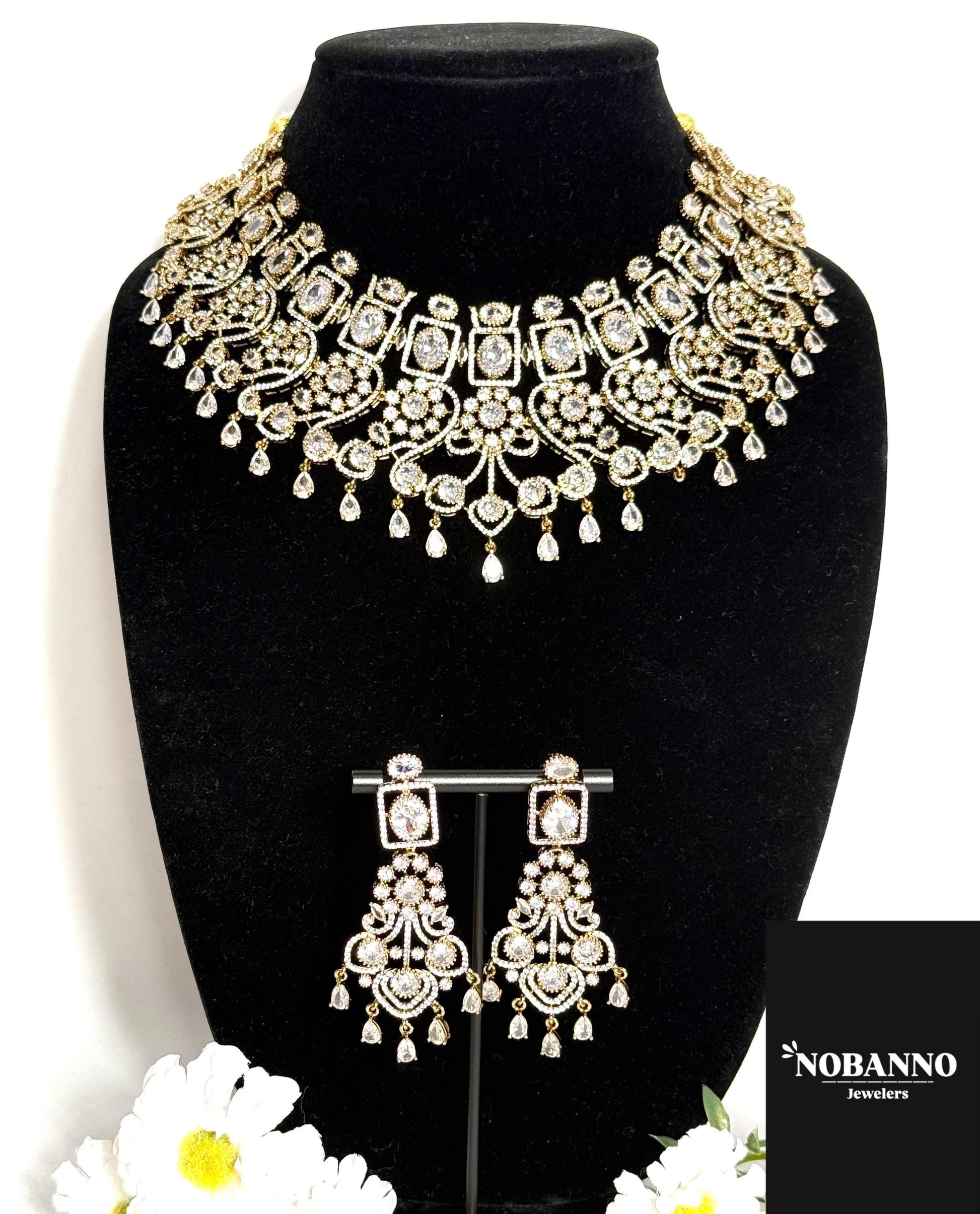 Premium Quality Moissanite Kundan Victorian Polished Jewelry Set/Indian Jewellery/ kundan jewellery/High quality stone neacklace set.