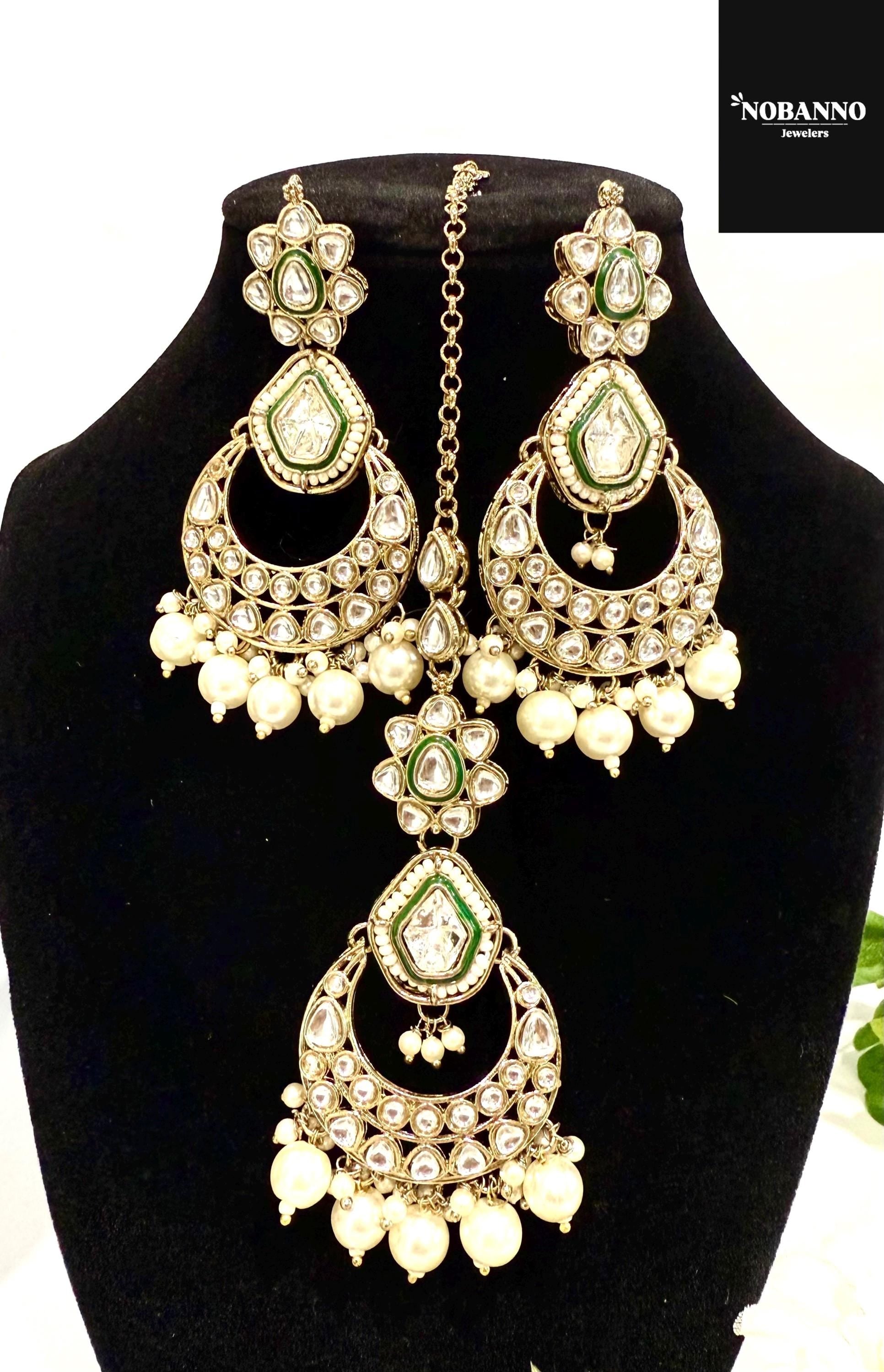 Pristine Handcrafted  Kundan Necklace set/Indian  Jewelry Set/ High Quality Kundan 4 Piece Set