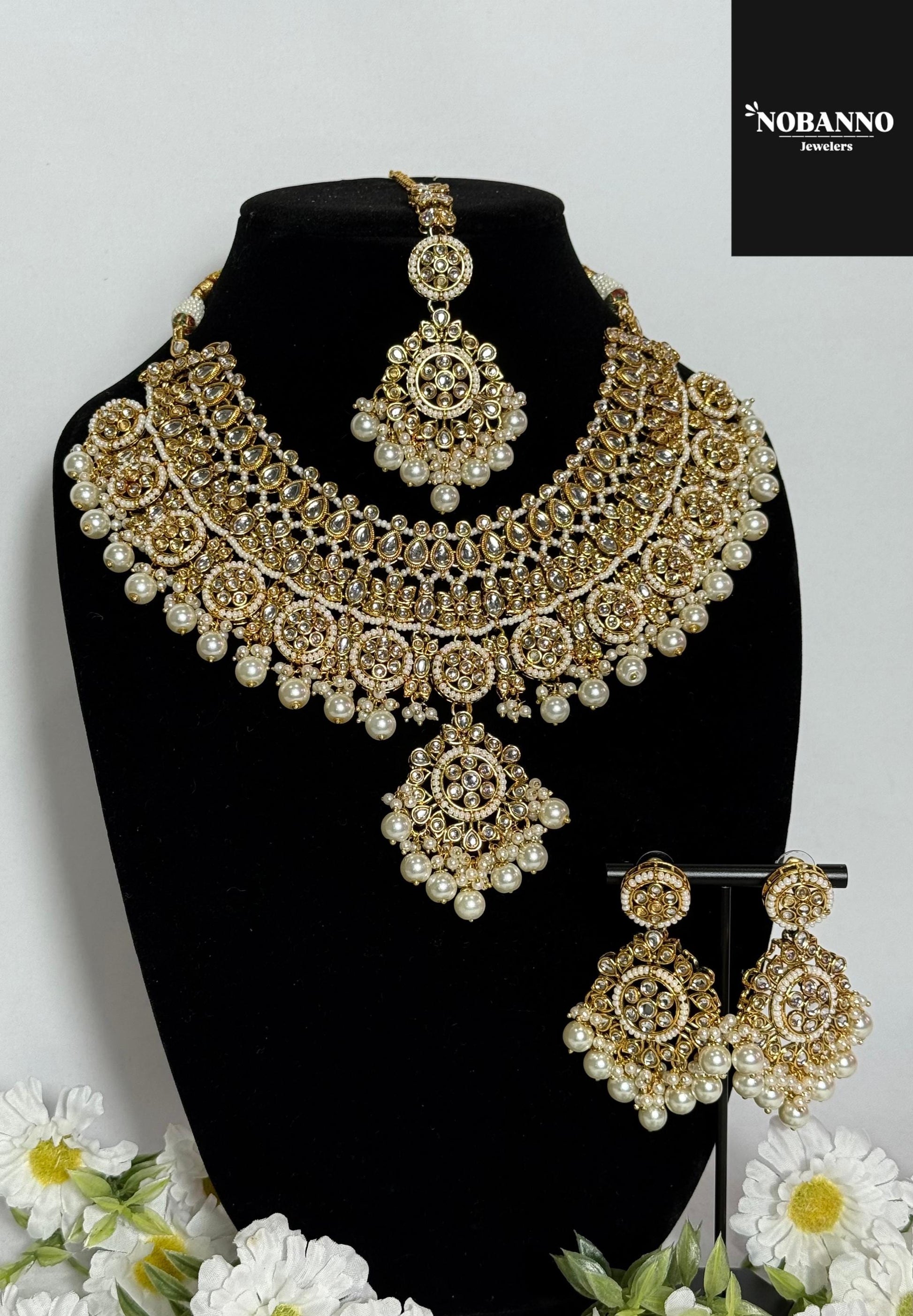 Pristine Handcrafted  Kundan Necklace set/Indian  Jewelry Set/ High Quality Kundan 4 Piece Set
