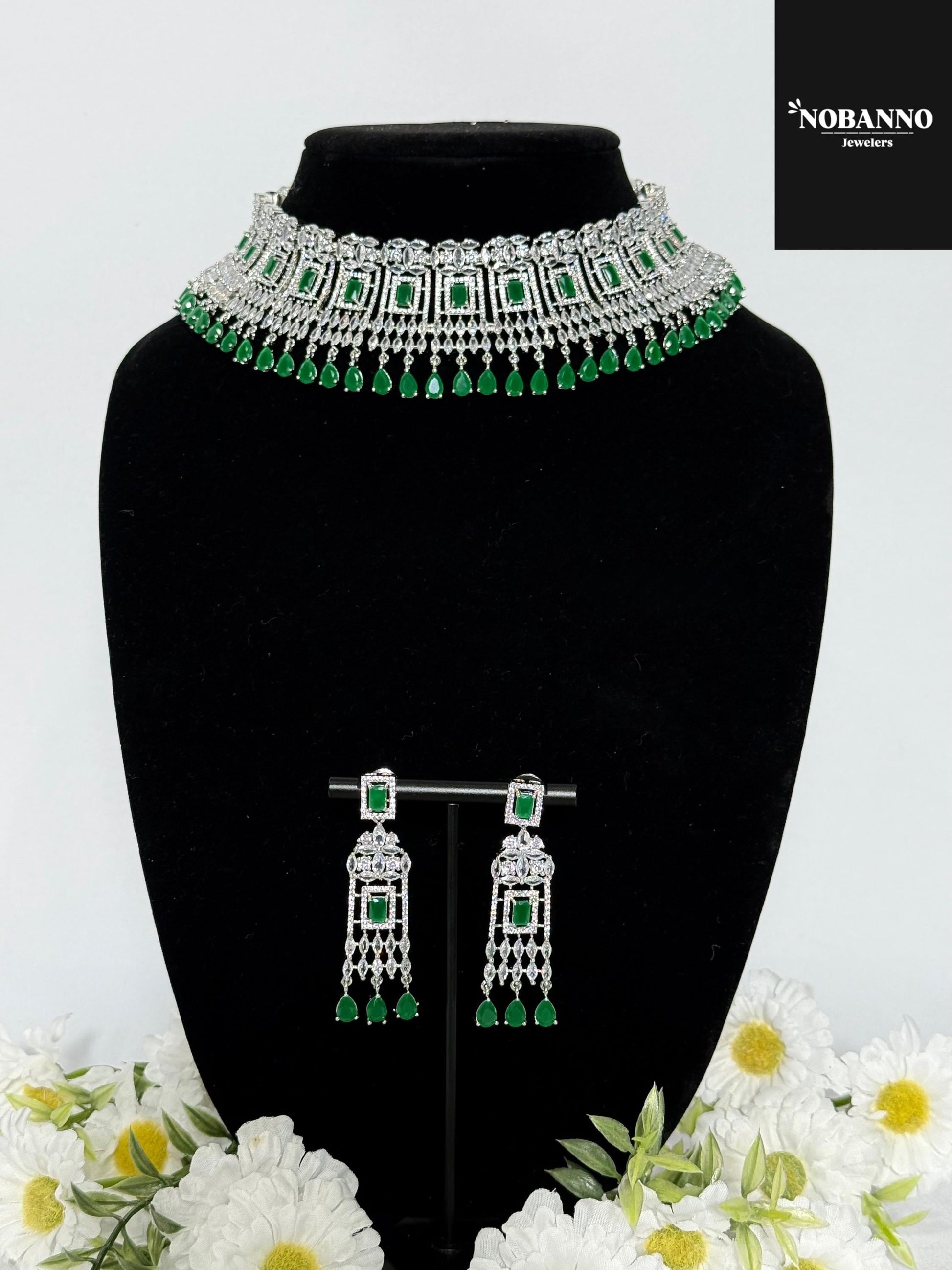 Pristine Handcrafted  American diamond set/Cz jewelry/Indian Jewelry Set.