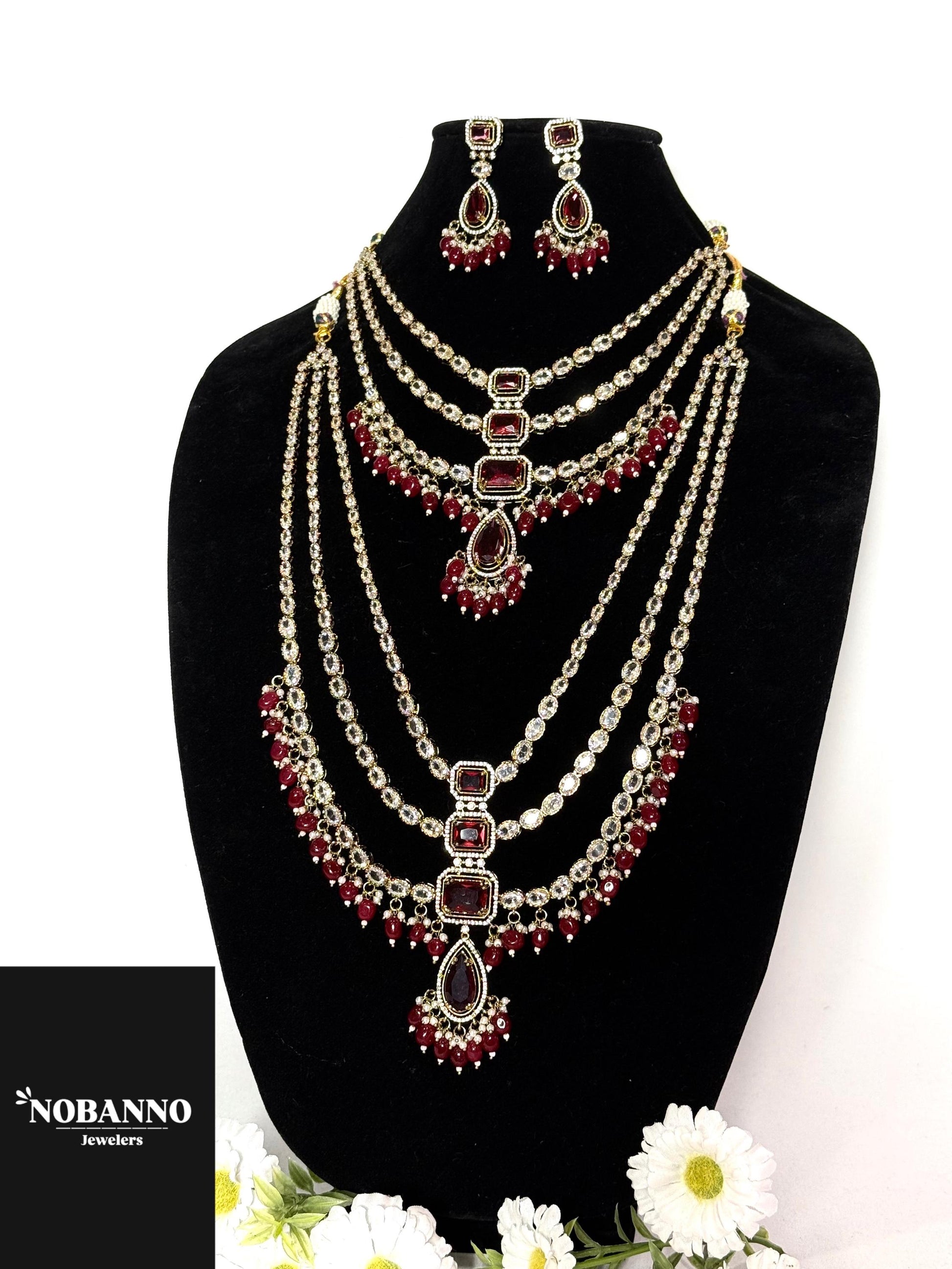 Pristine Handcrafted  Victorian semi Bridal set/Indian Bridal Jewelry Set/ High Quality stone / Victorian 4 Piece Set