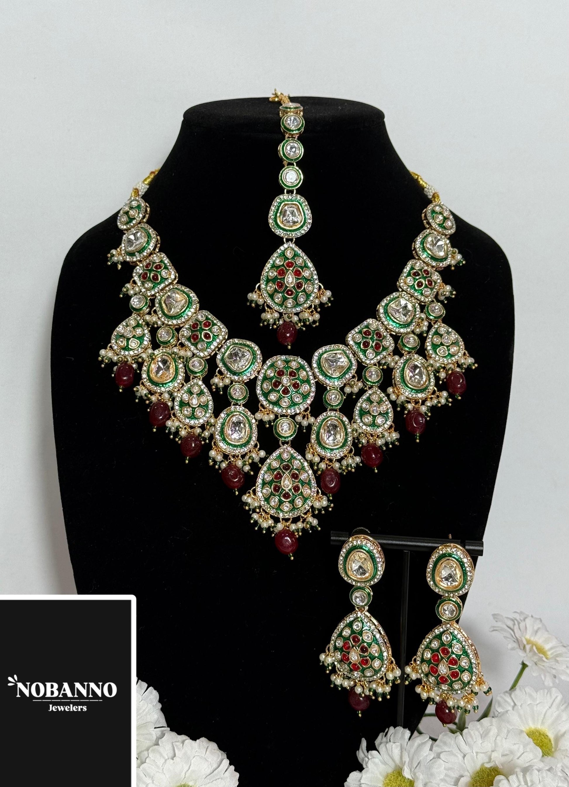 Pristine Handcrafted Minakari Kundan Necklace set/Indian  Jewelry Set/ High Quality Kundan 4 Piece Set