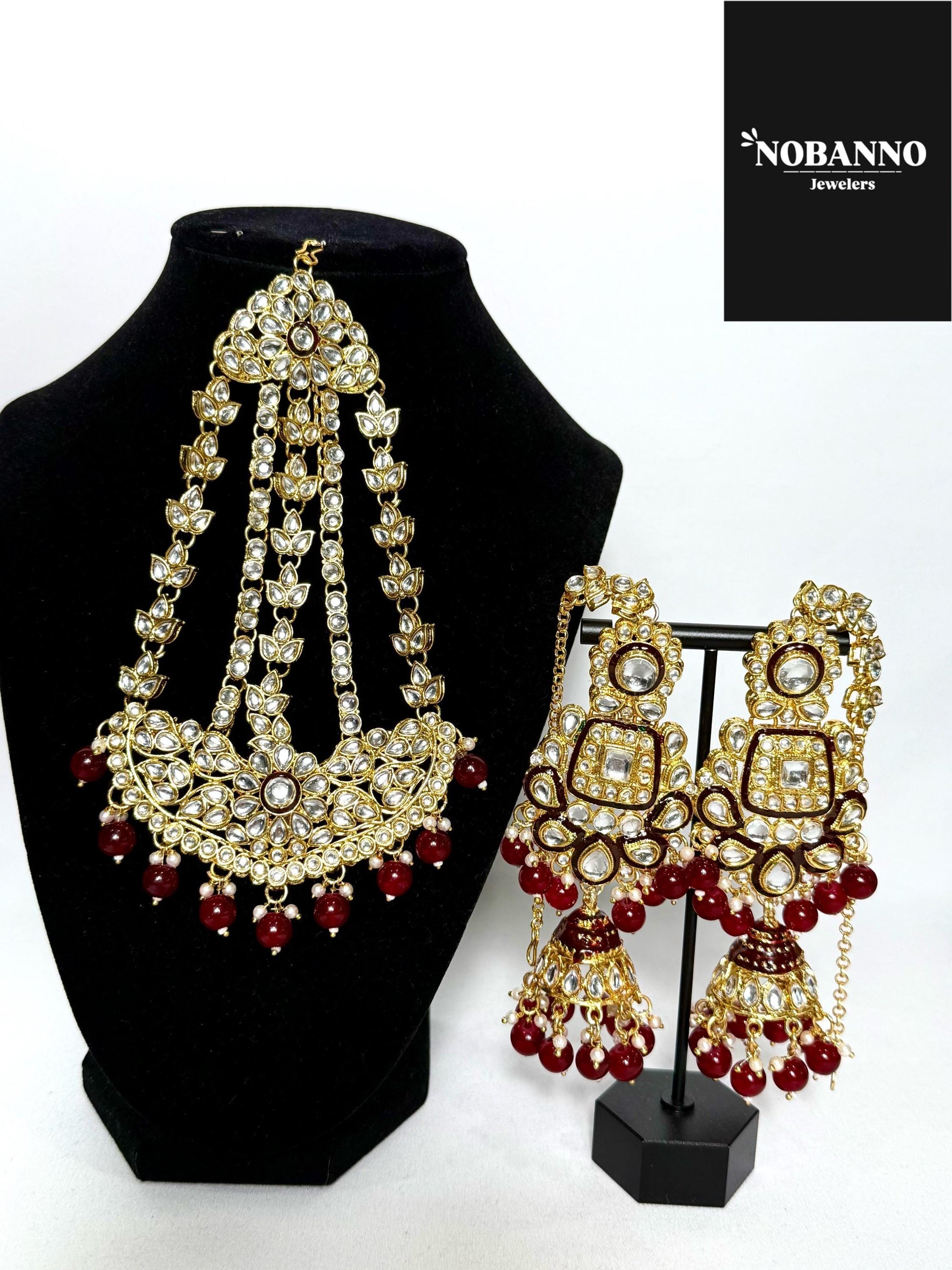 Pristine Handcrafted Kundan Bridal set/Indian Full Bridal Jewelry Set/ High Quality Kundan Polki 9 Piece Set.