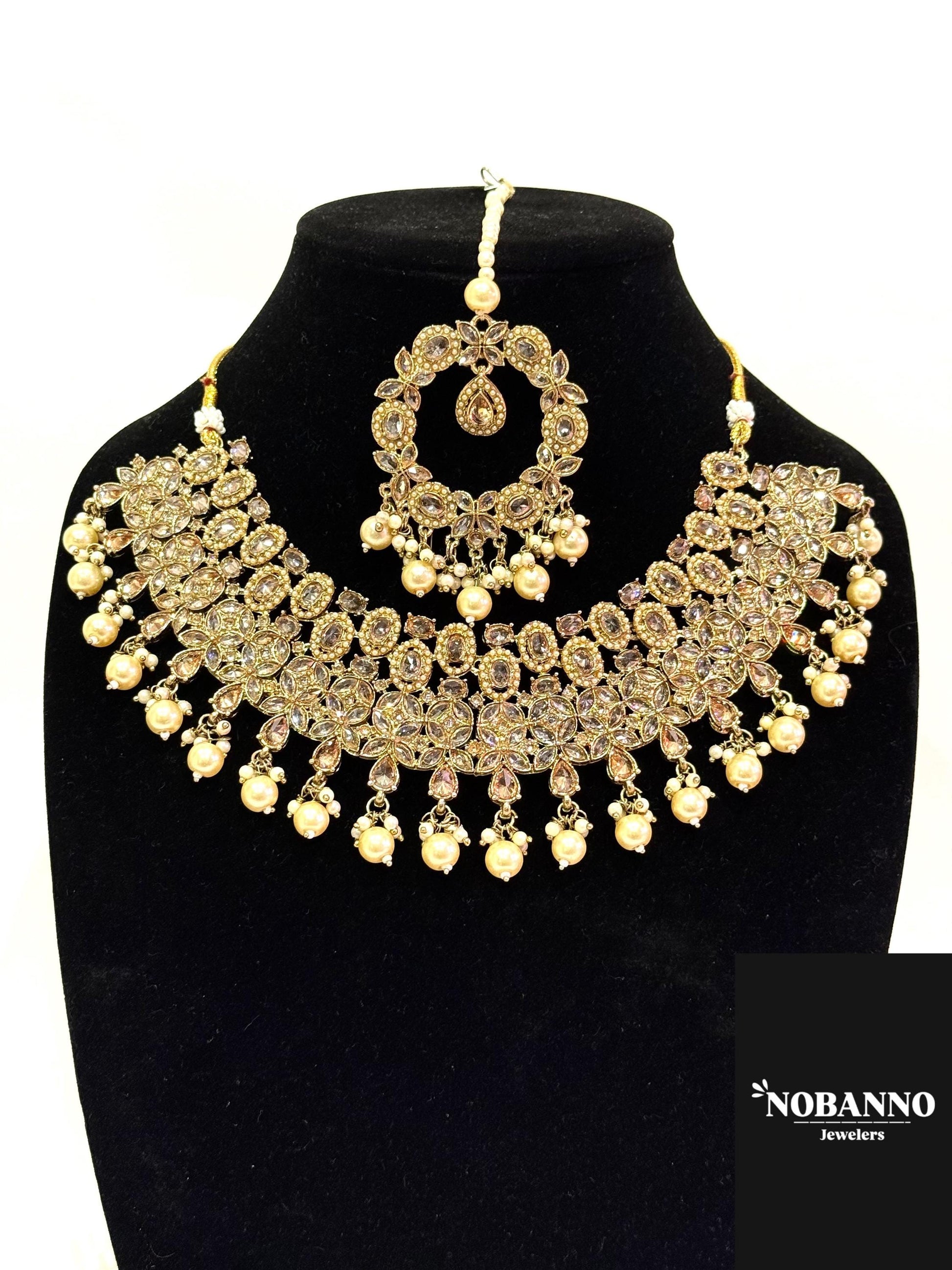 Pristine Handcrafted  Polki Kundan necklace  set/Indian Jewelry Set/ High Quality Kundan Polki 4 Piece Set