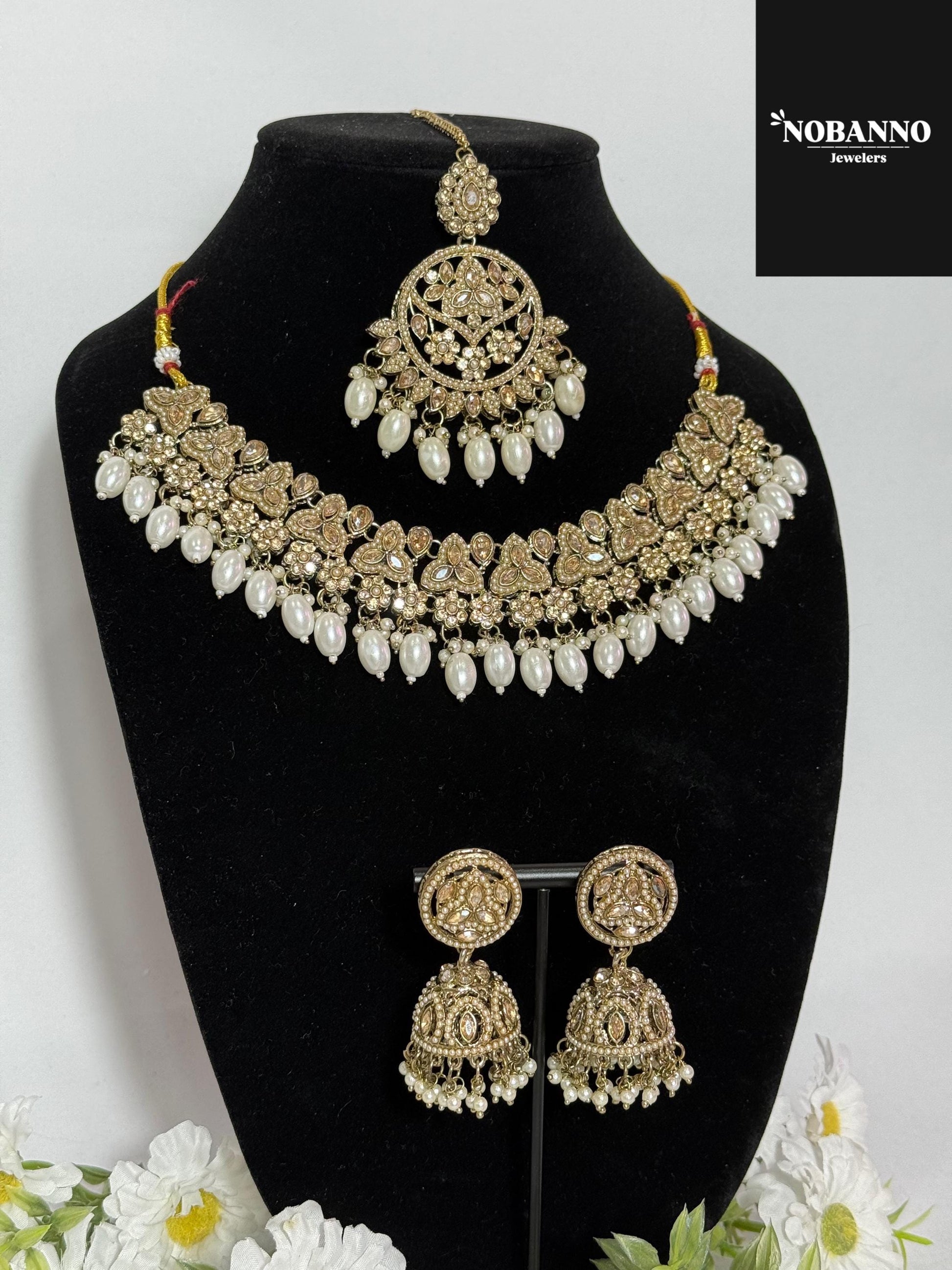 Pristine Handcrafted  Polki Kundan necklace  set/Indian Jewelry Set/ High Quality Kundan Polki 4 Piece Set