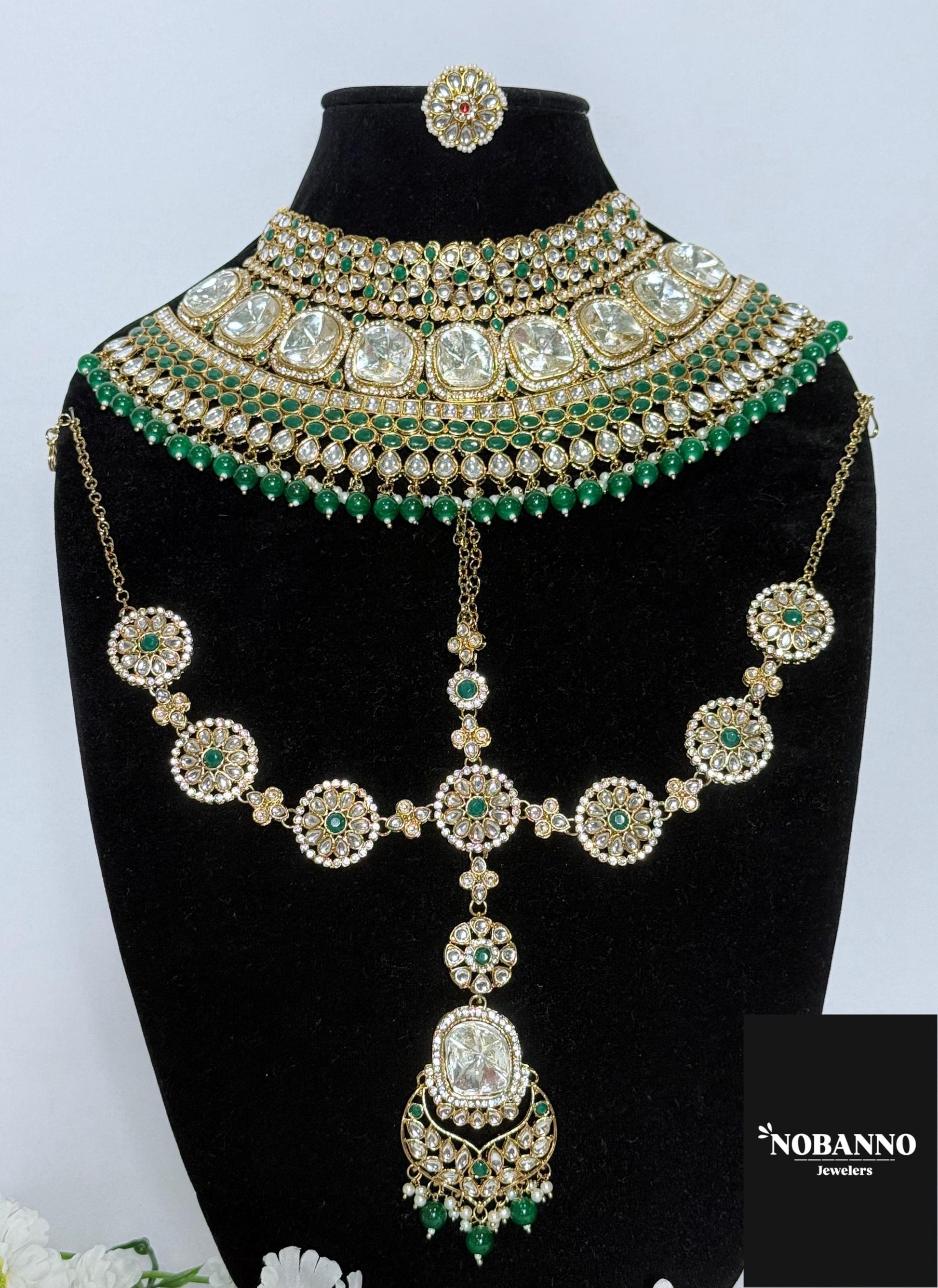 Pristine Handcrafted Kundan Bridal set/Indian Semi Bridal Jewelry Set/ High Quality Kundan 5 Piece Set