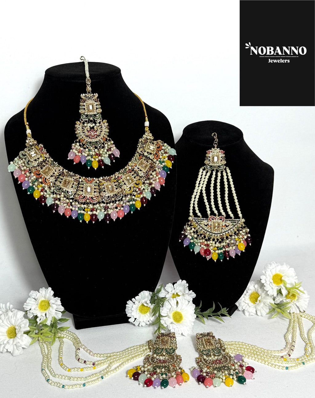 Pristine Handcrafted  pakistanu Polki semi Bridal set/Indian Semi Bridal Jewelry Set/ High Quality Polki 5 Piece Set.