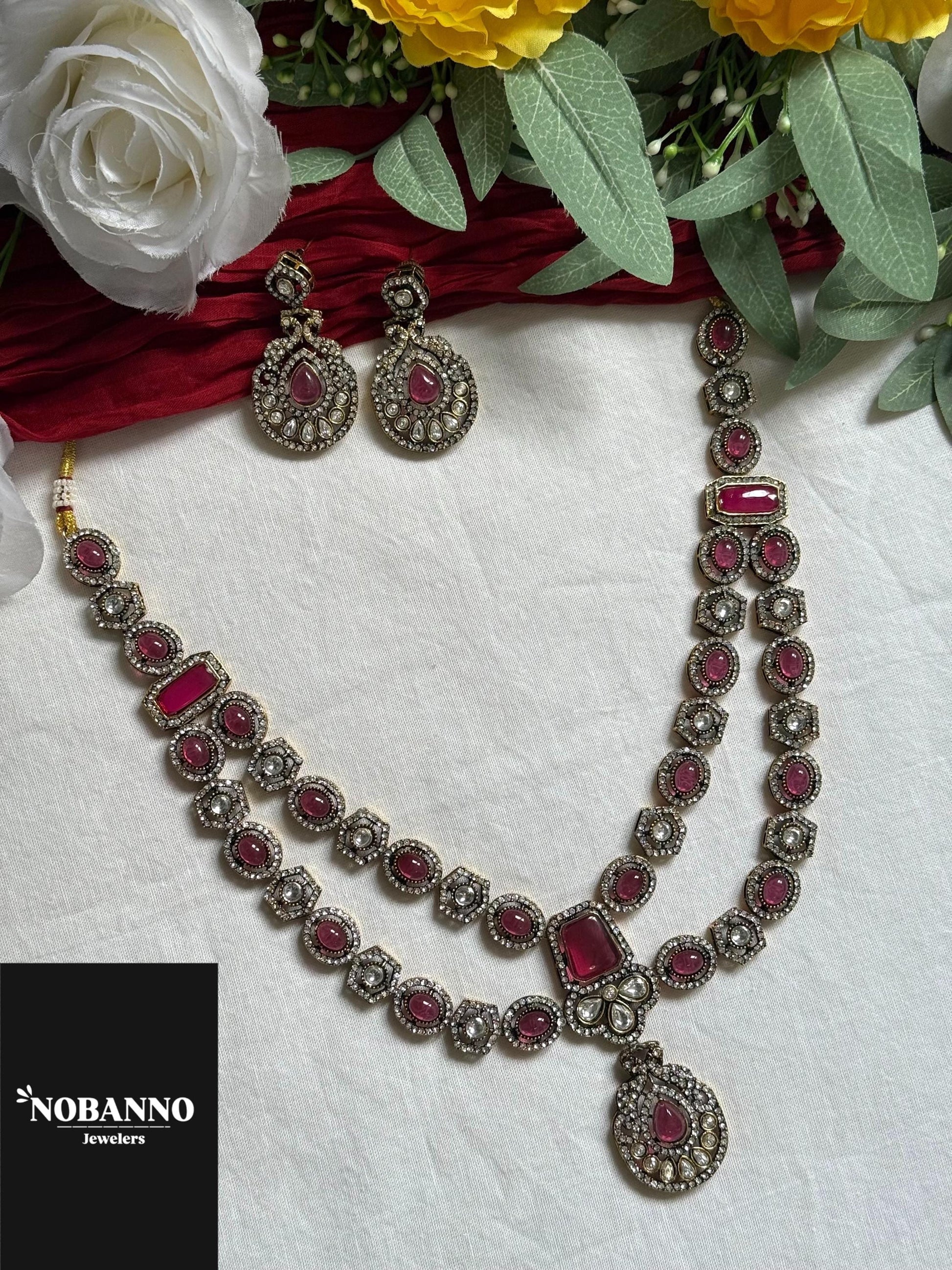 Premium Quality Victorian Polished long necklace Set/Indian Jewellery/ Victorian jewellery.