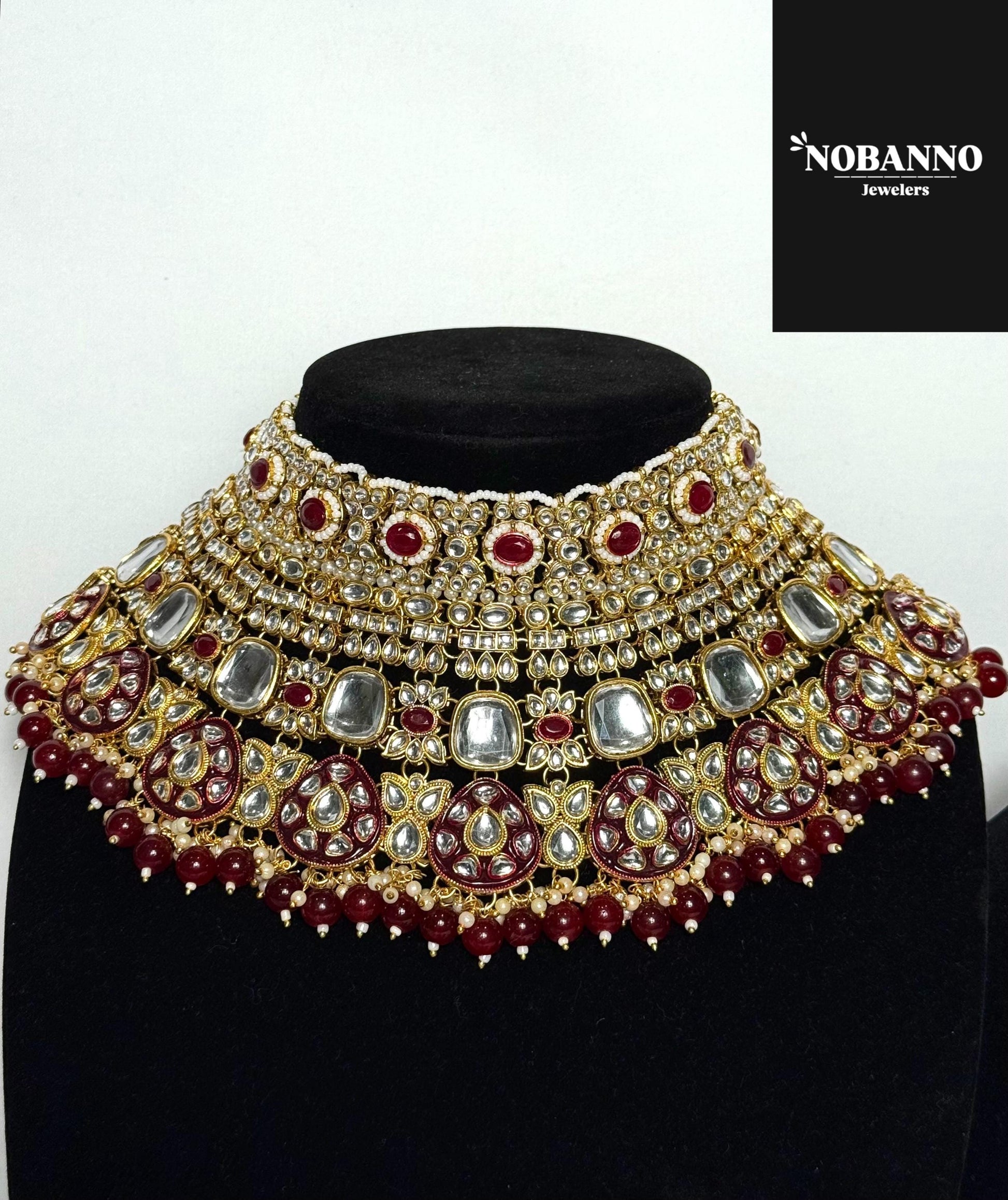 Pristine Handcrafted  Kundan Semi Bridal set/Indian Full Bridal Jewelry Set/ High Quality Kundan 4 Piece Set