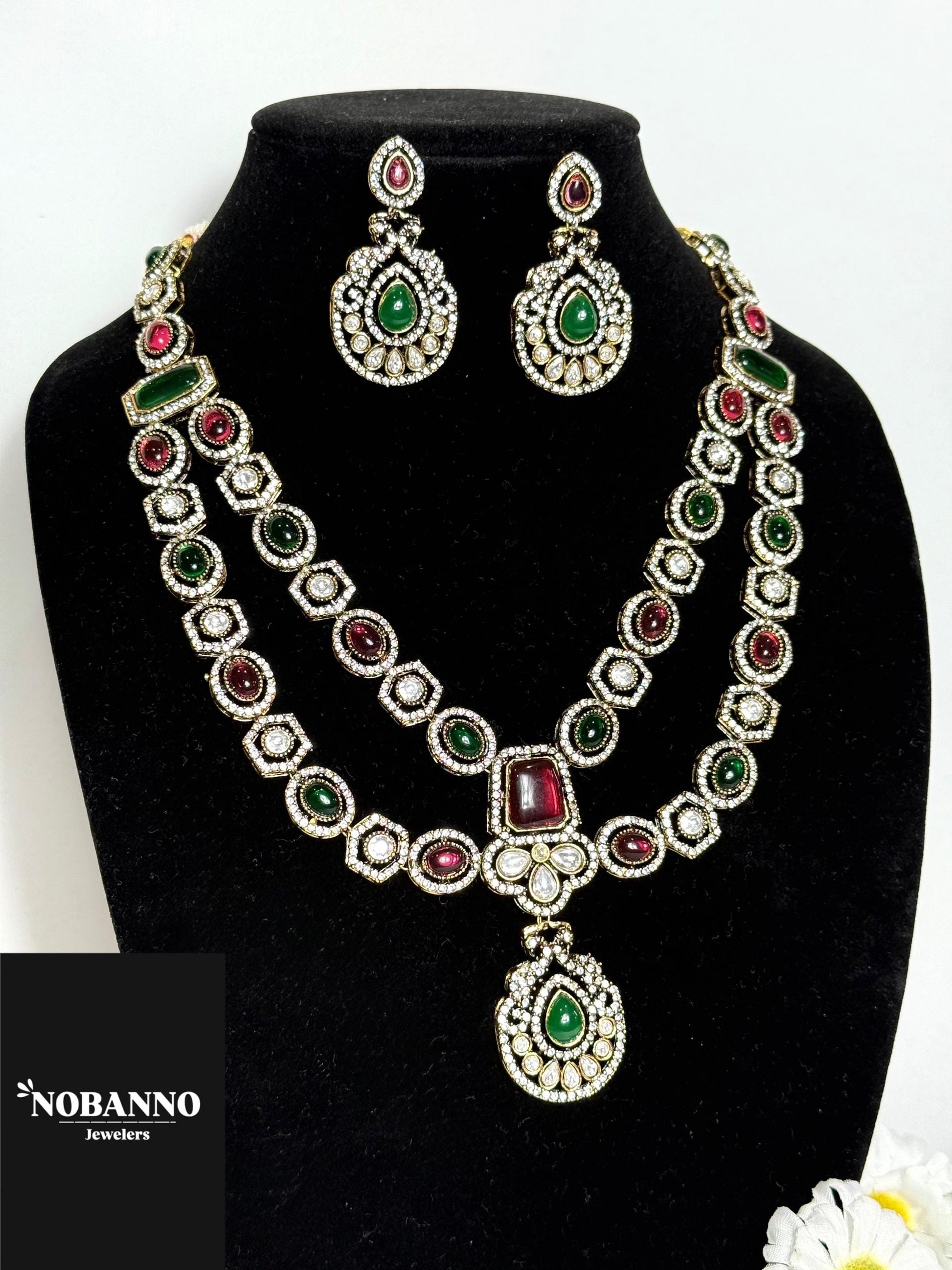 Premium Quality Victorian Polished long necklace Set/Indian Jewellery/ Victorian jewellery.
