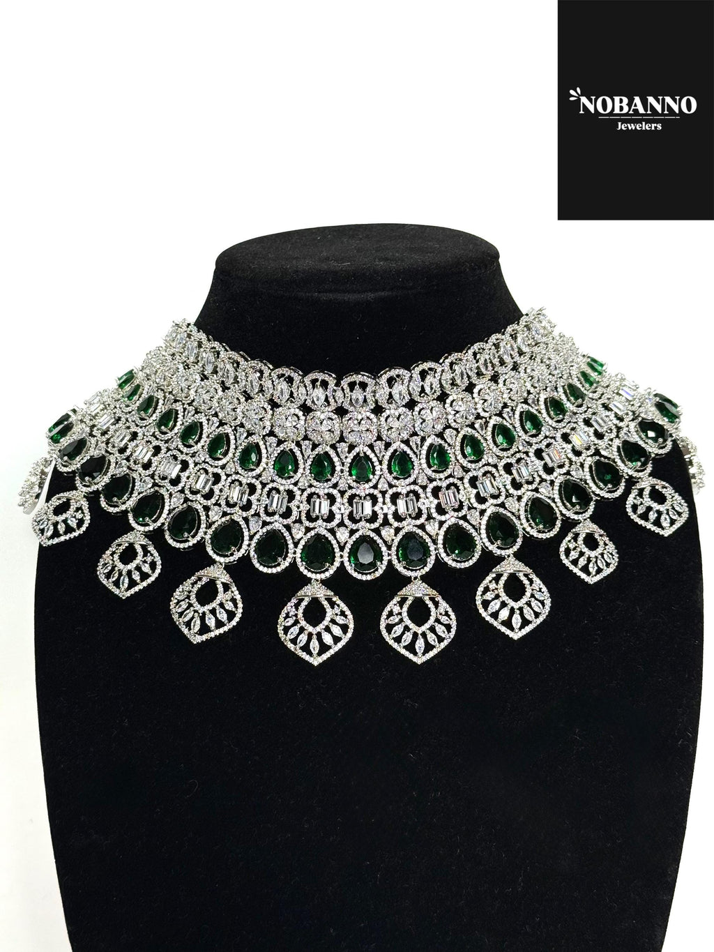 Pristine Handcrafted  American diamond set/CZ diamond bridal necklace/Cz jewelry/Indian Bridal Jewelry Set