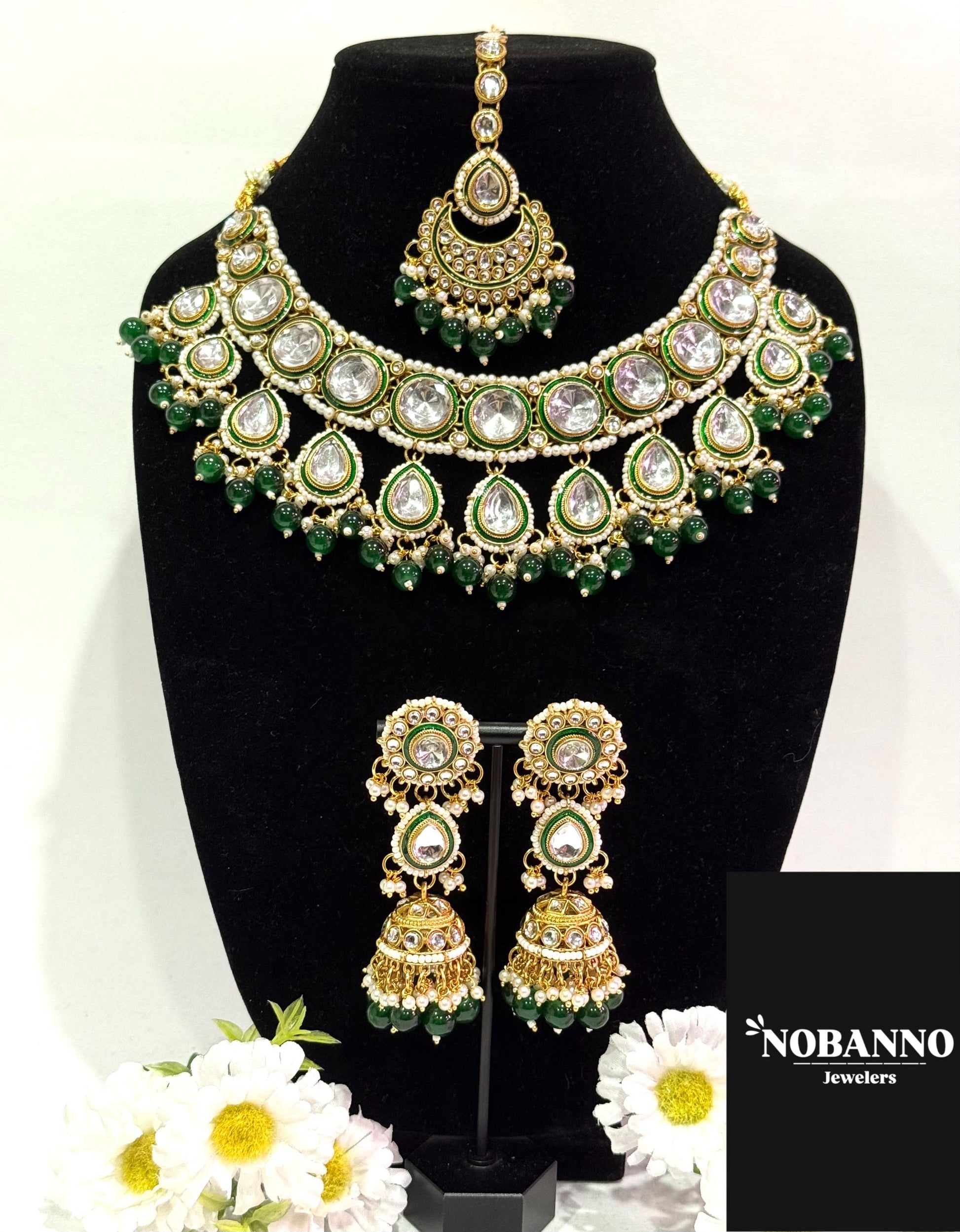 Pristine Handcrafted  Kundan Necklace set/Indian  Jewelry Set/ High Quality Kundan 4 Piece Set