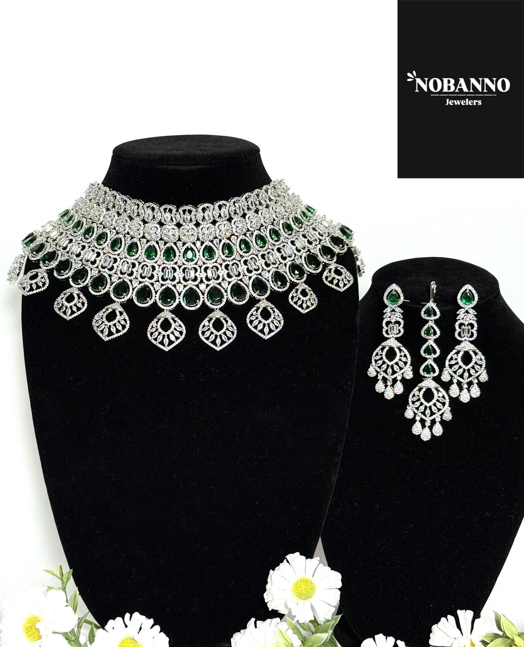 Pristine Handcrafted  American diamond set/CZ diamond bridal necklace/Cz jewelry/Indian Bridal Jewelry Set