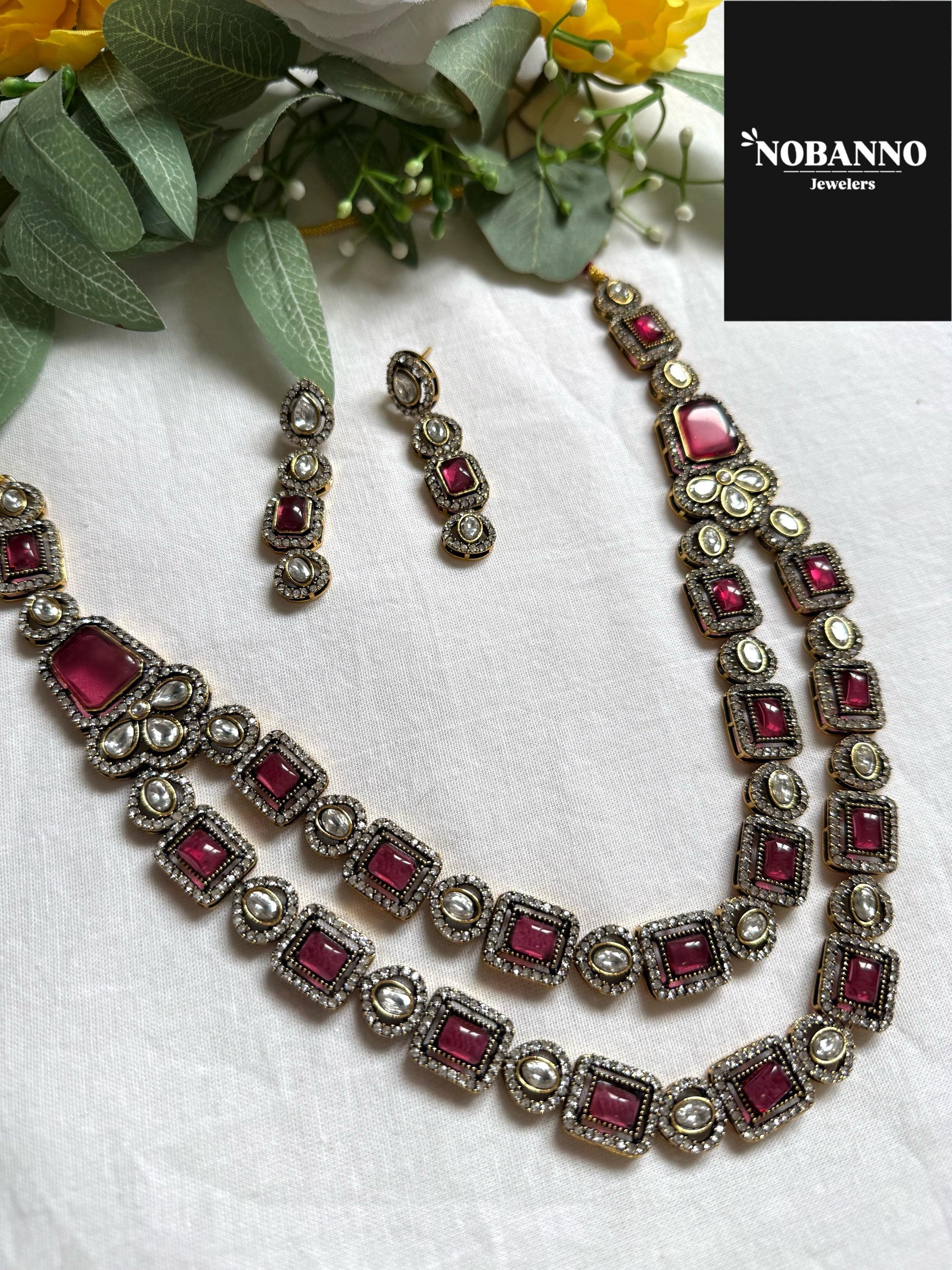 Premium Quality Victorian Polished long necklace Set/Indian Jewellery/ Victorian jewellery.
