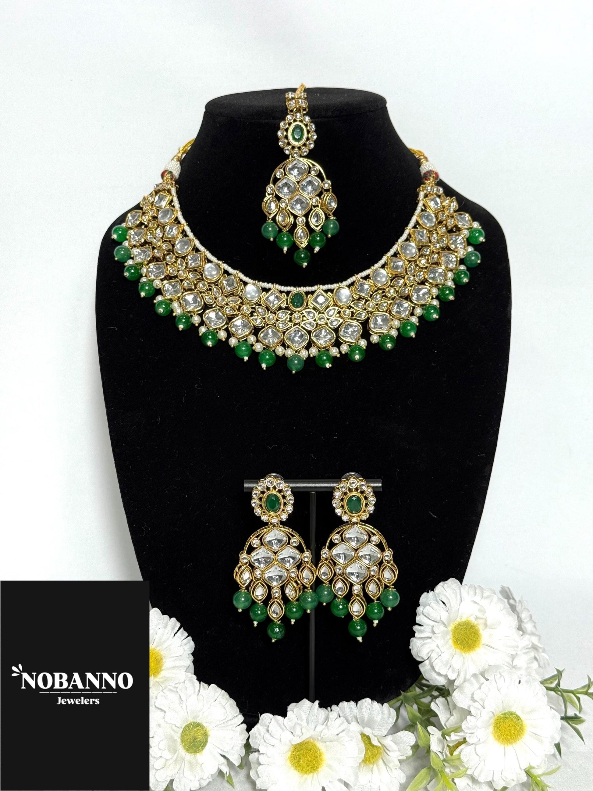 Pristine Handcrafted  Kundan Necklace set/Indian  Jewelry Set/ High Quality Kundan 4 Piece Set.