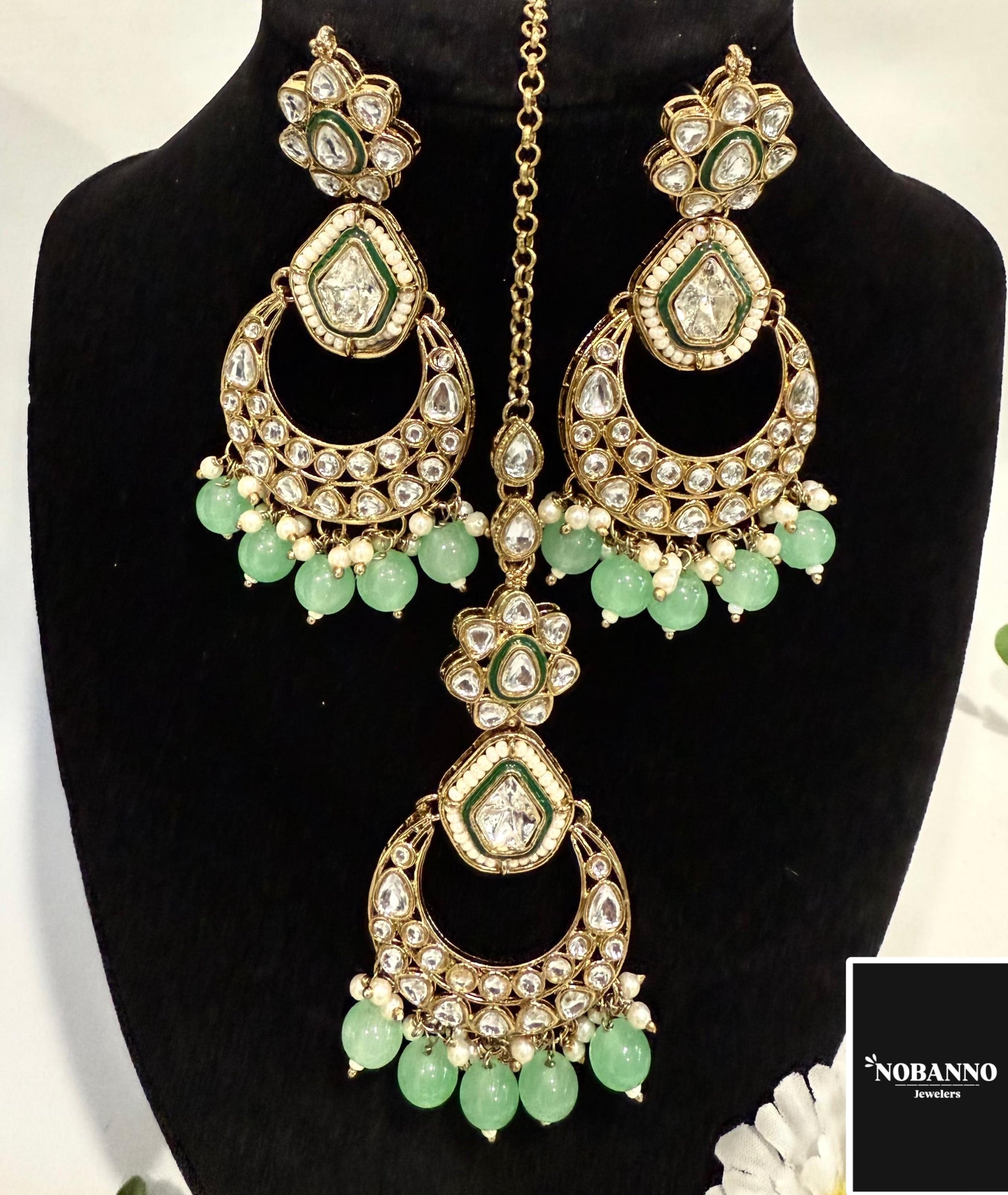 Pristine Handcrafted  Kundan Necklace set/Indian  Jewelry Set/ High Quality Kundan 4 Piece Set