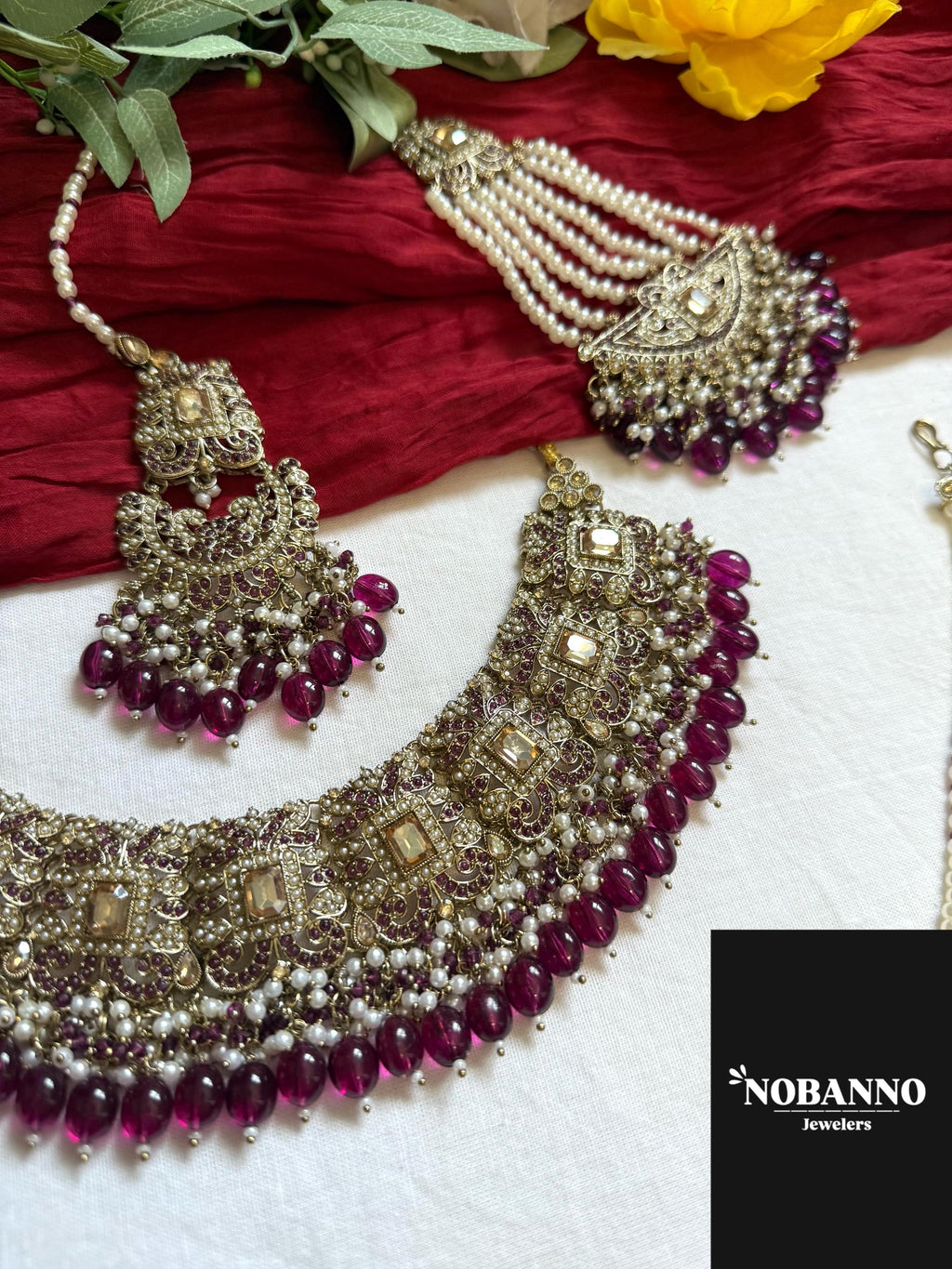 Pristine Handcrafted  pakistanu Polki semi Bridal set/Indian Semi Bridal Jewelry Set/ High Quality Polki 5 Piece Set.