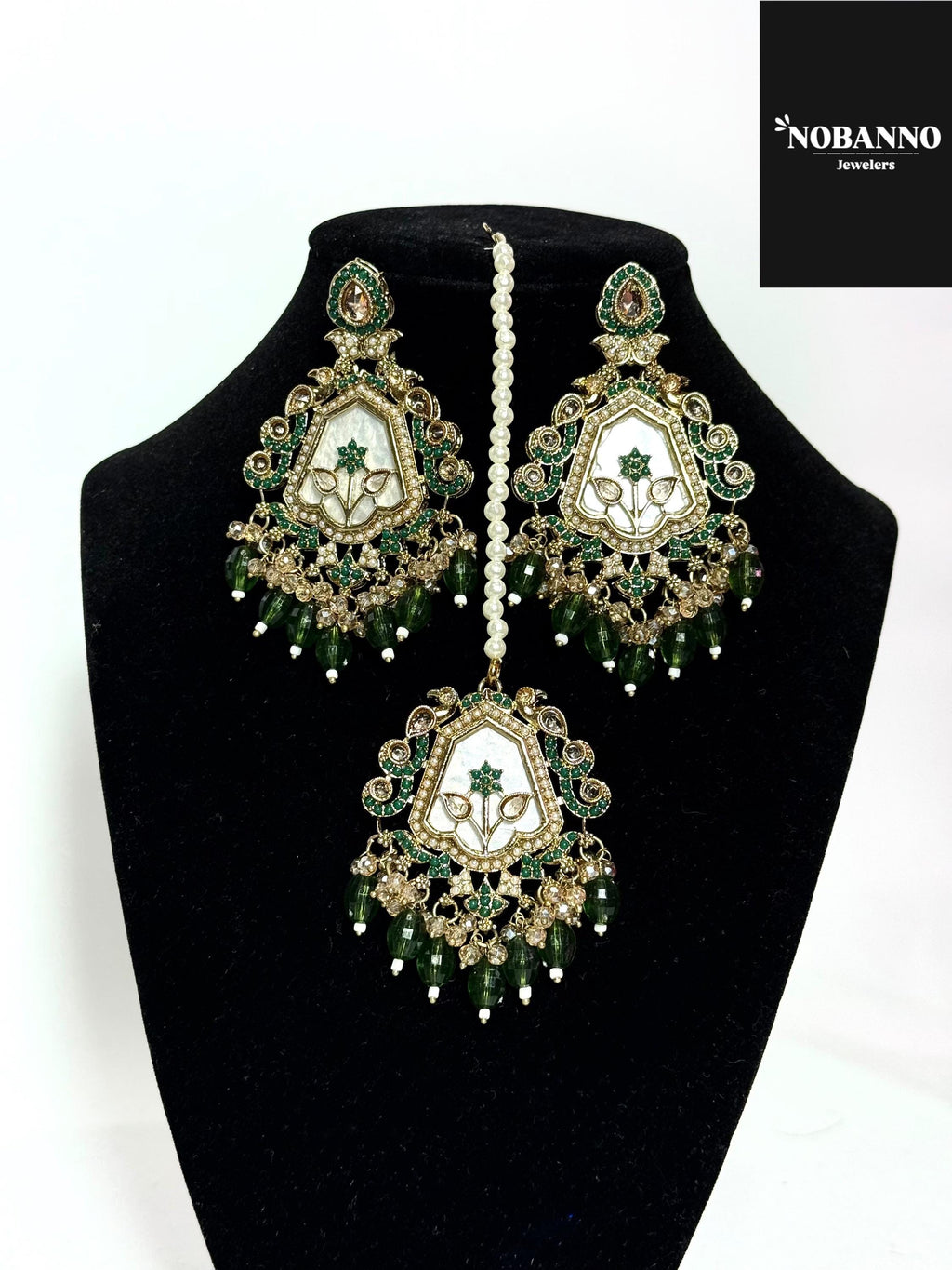 Pristine Handcrafted  Polki Kundan Necklace  set/Indian Jewelry Set/ High Quality Kundan Polki 4 Piece Set.