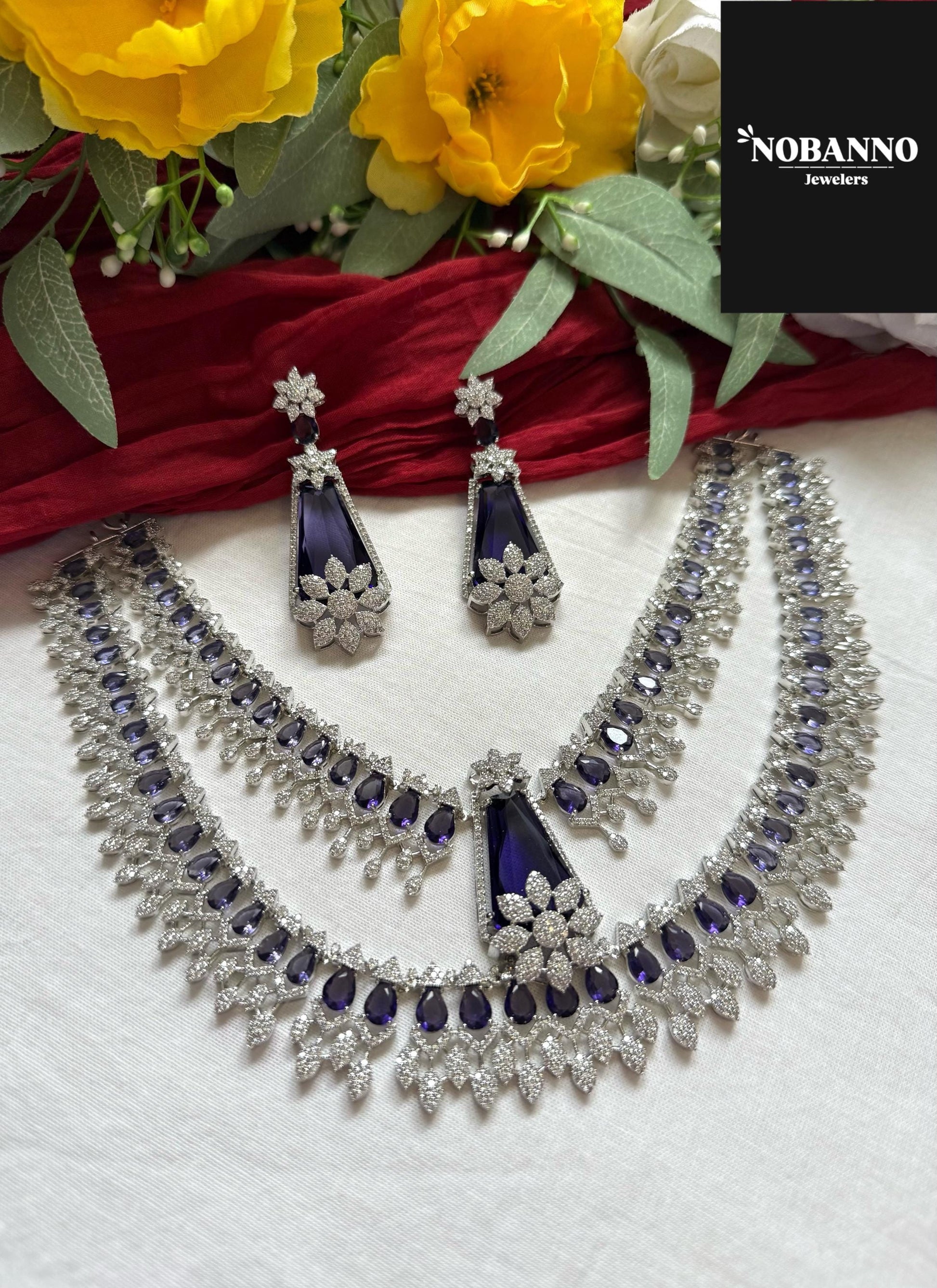 Pristine Handcrafted  American diamond set/Cz jewelry/Indian Jewelry Set.