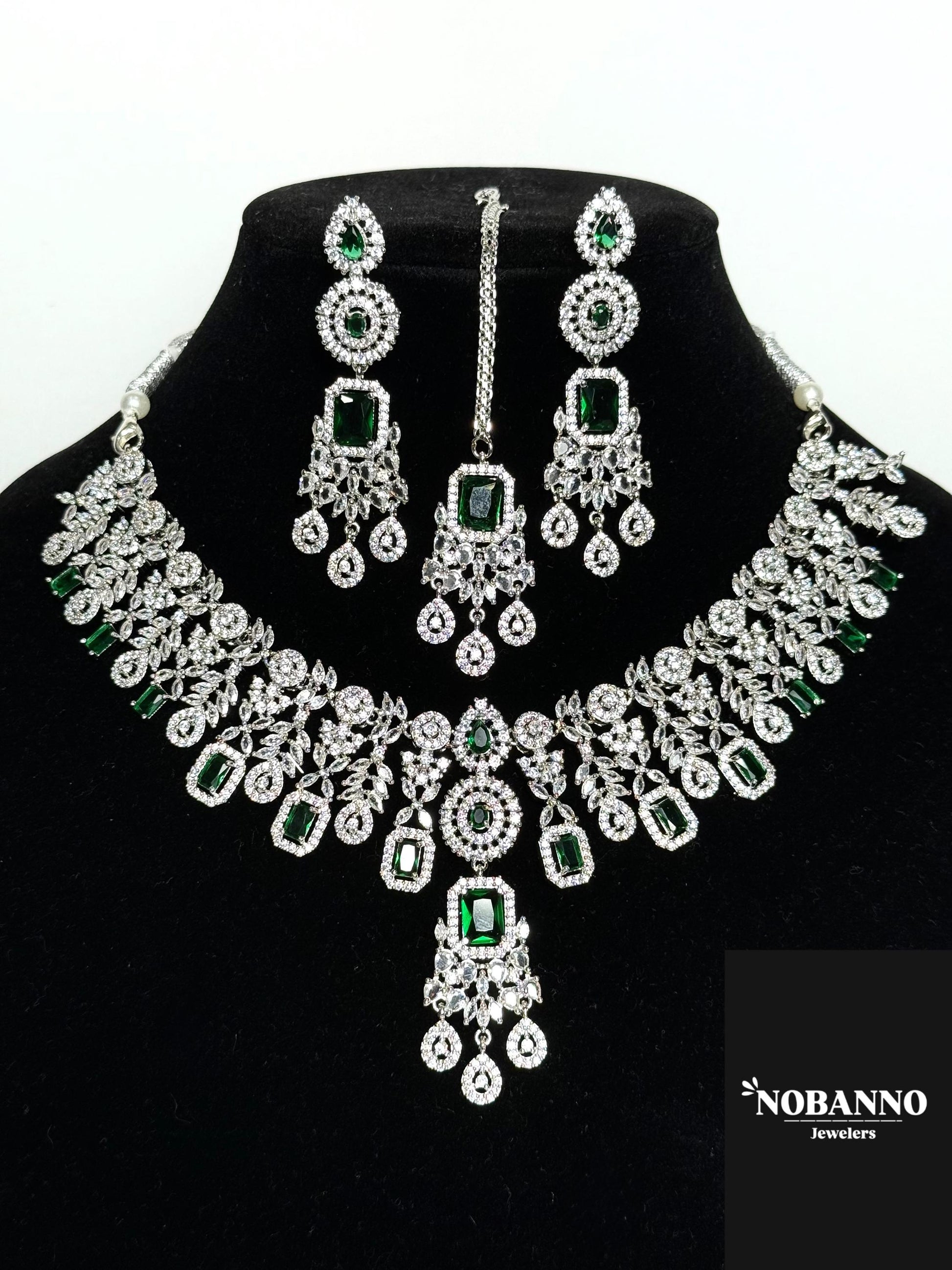 Pristine Handcrafted American diamond set/white AD necklace set /AD jewelry/Indian Jewelry Set