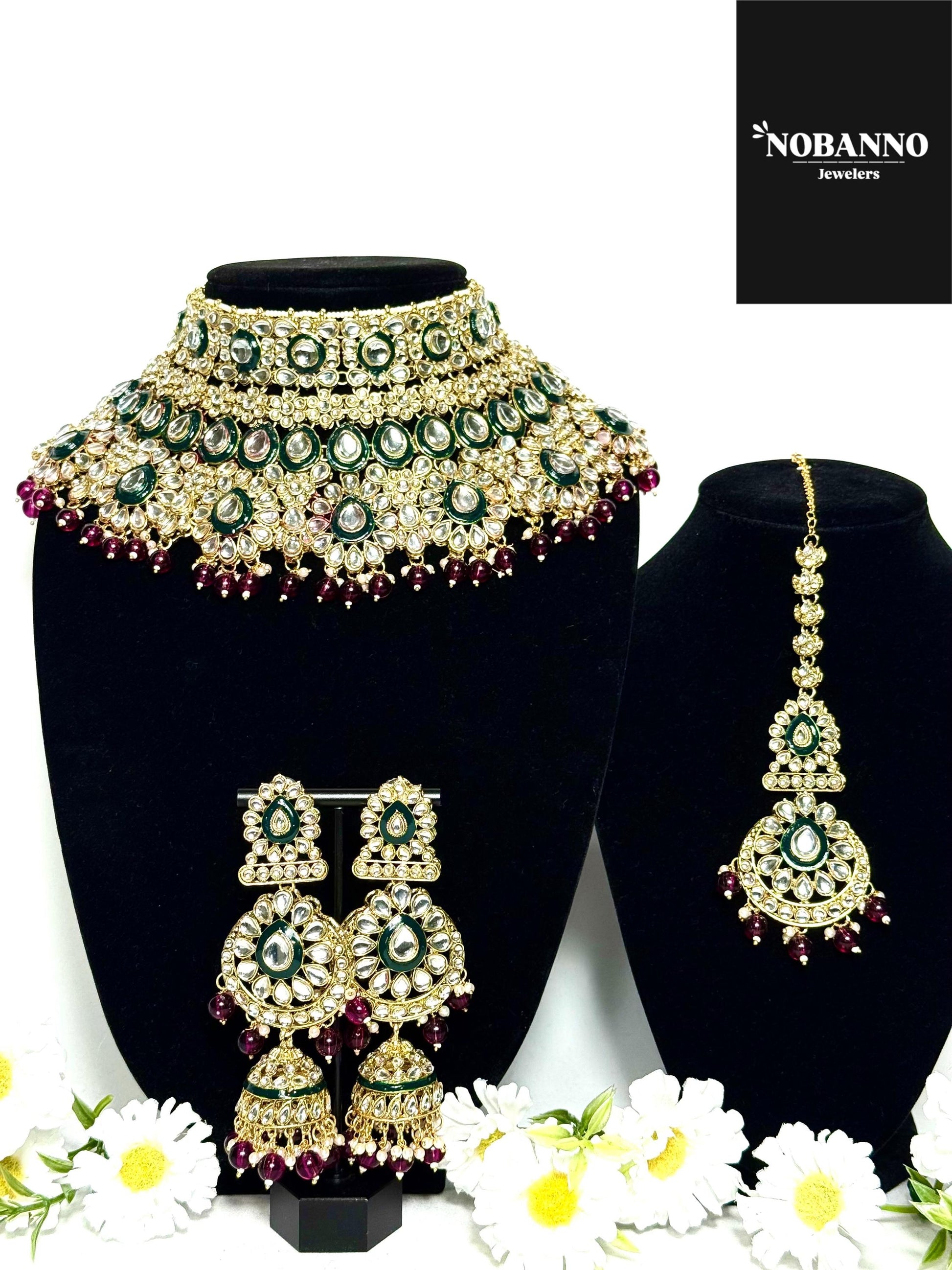 Handcrafted Kundan Necklace Set.Indian /pakistani/Bangladeshi Jewelry.