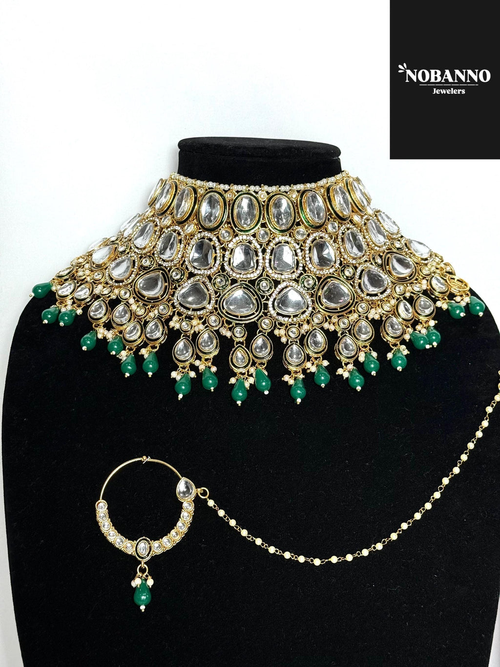 Pristine Handcrafted Kundan Bridal set/Indian  Bridal Jewelry Set/ High Quality Kundan 7 Piece Set.