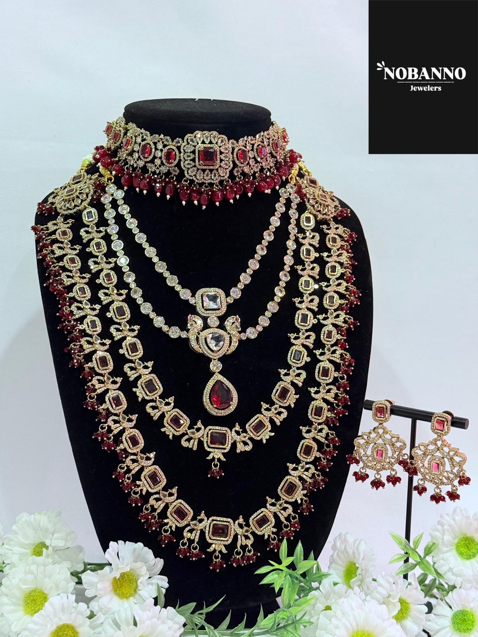 Pristine Handcrafted  Victorian Bridal set/Indian Full Bridal Jewelry Set/ High Quality Rubi stone / Victorian 5 Piece Set