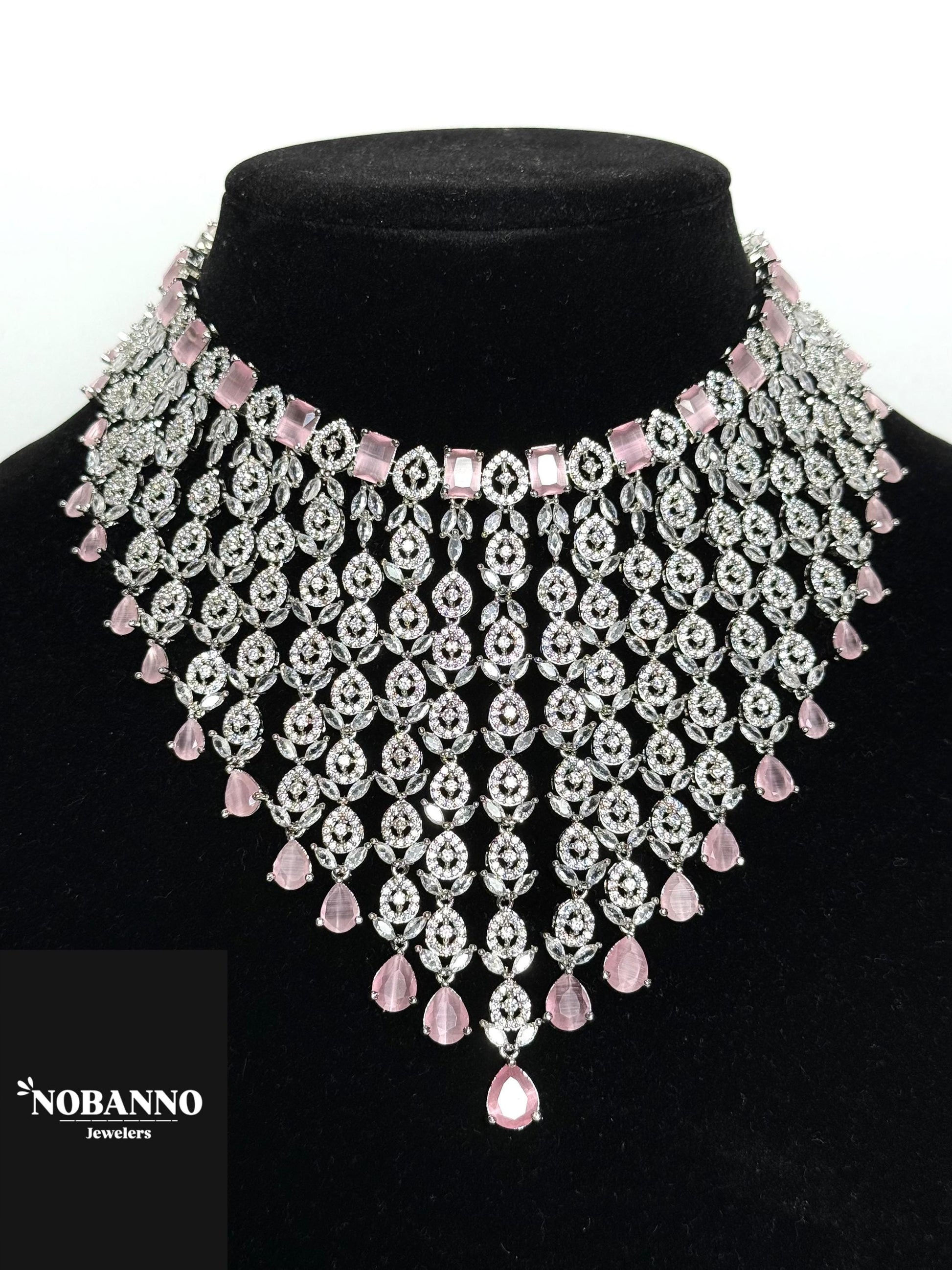 Pristine Handcrafted American diamond set/white AD necklace set /AD jewelry/Indian Jewelry Set