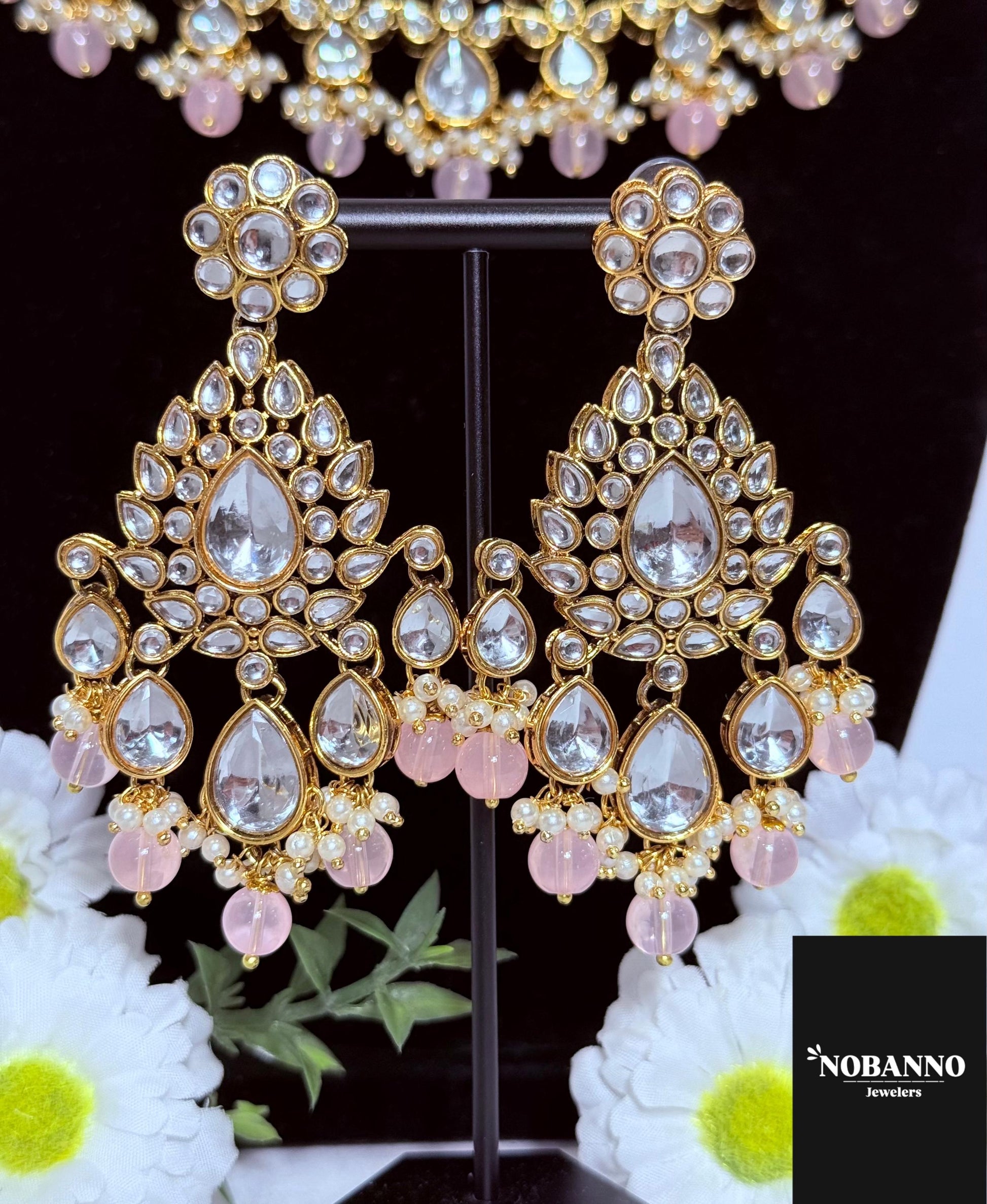 Pristine Handcrafted  Kundan Necklace set/Indian  Jewelry Set/ High Quality Kundan 4 Piece Set