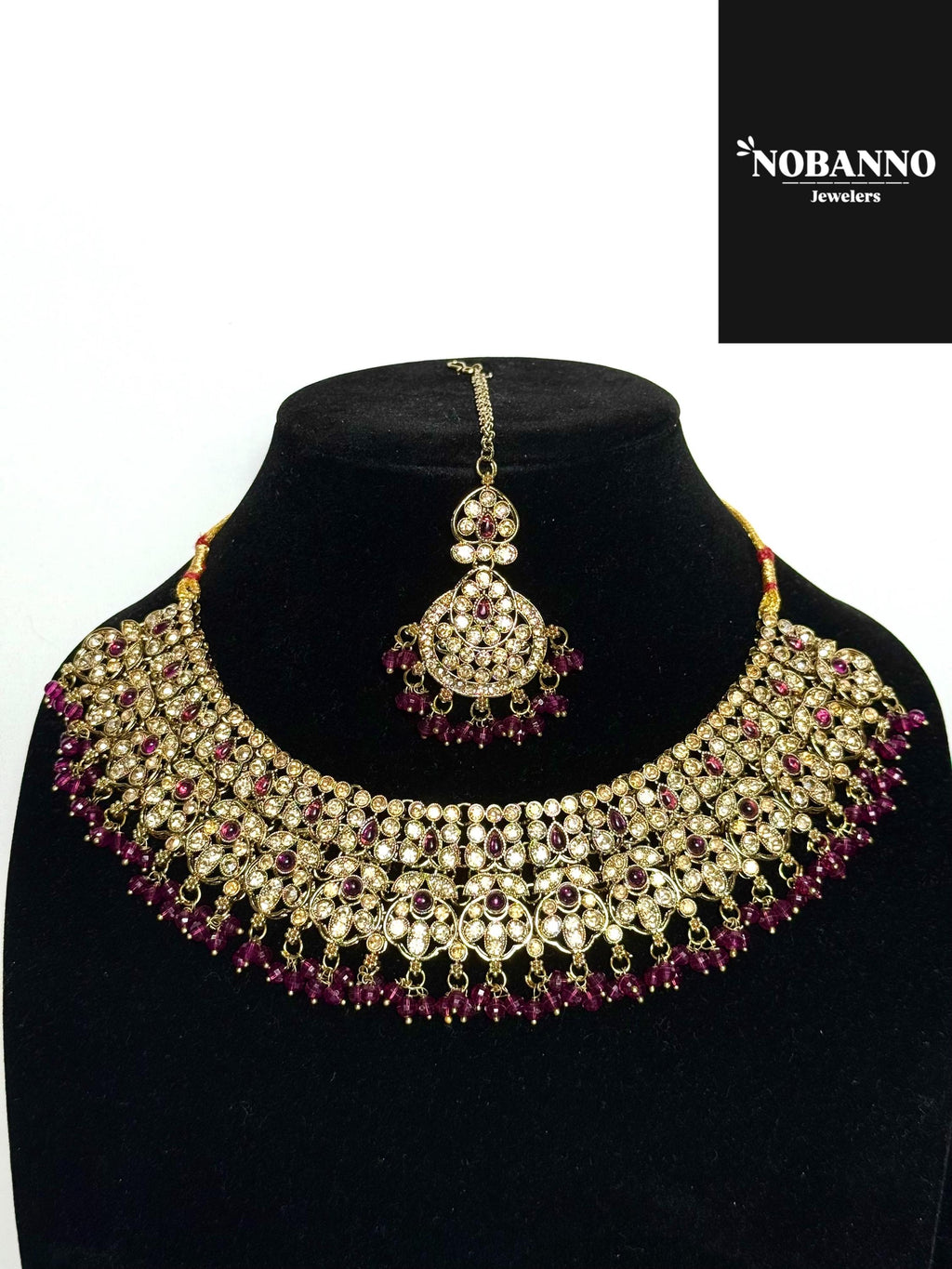 Pristine Handcrafted Kundan Semi Bridal  Necklace set/Indian Jewelry Set/ High Quality Kundan 5 Piece Set.