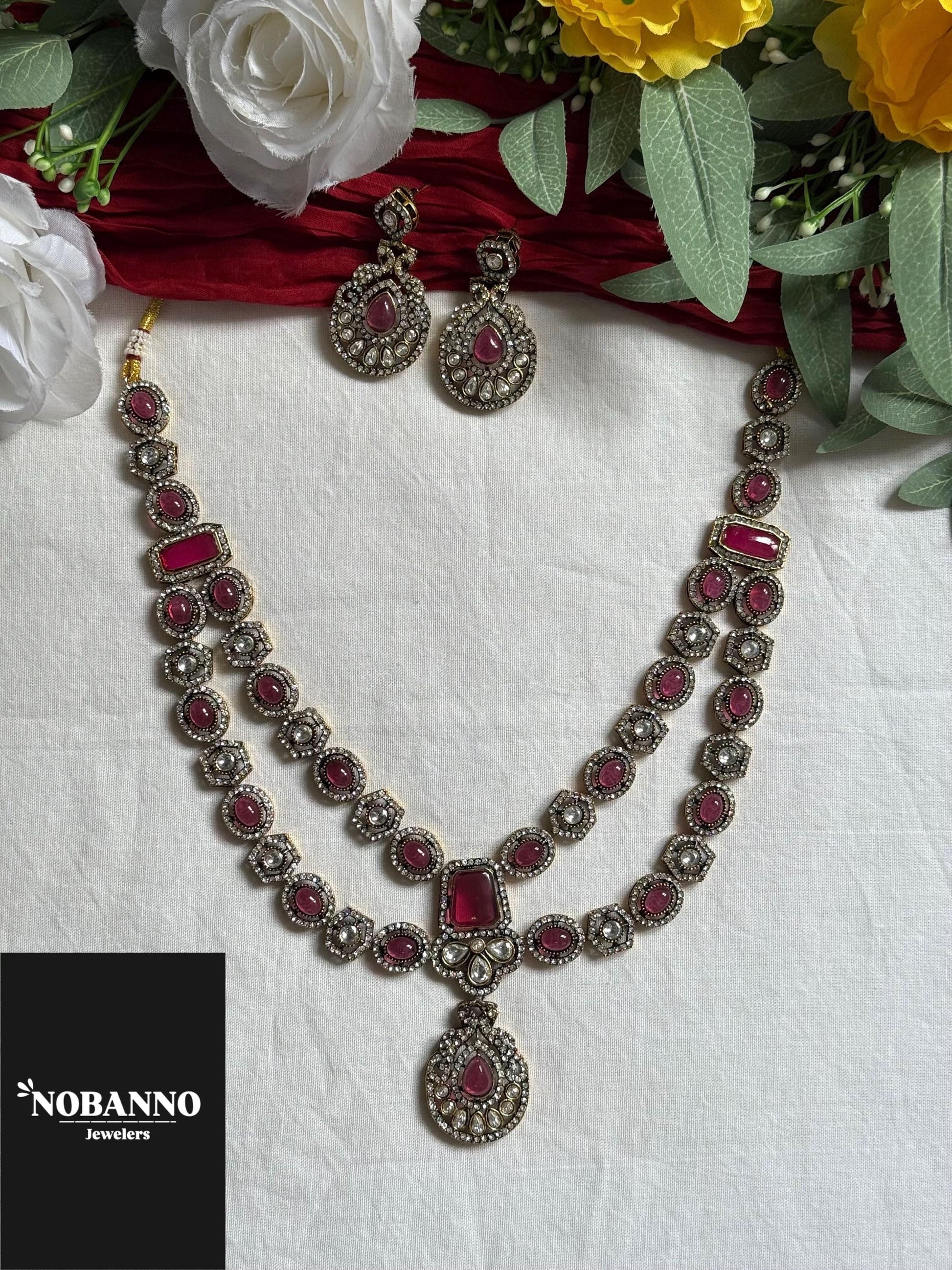 Premium Quality Victorian Polished long necklace Set/Indian Jewellery/ Victorian jewellery.