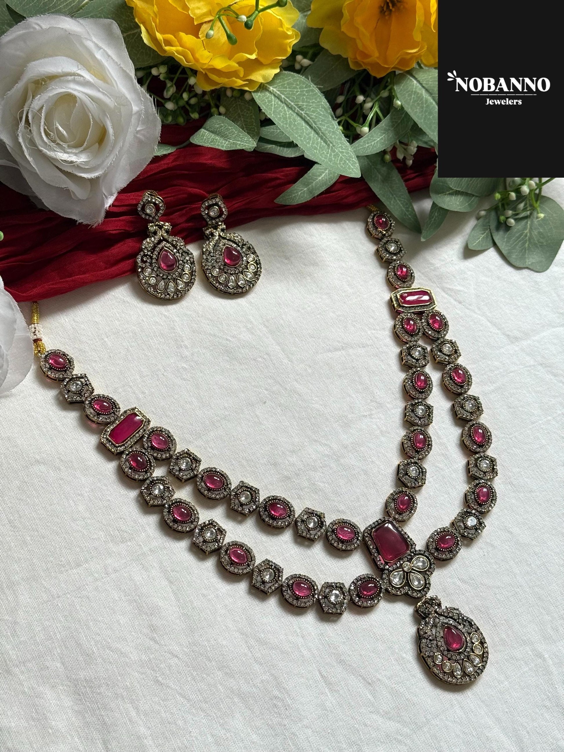 Premium Quality Victorian Polished long necklace Set/Indian Jewellery/ Victorian jewellery.
