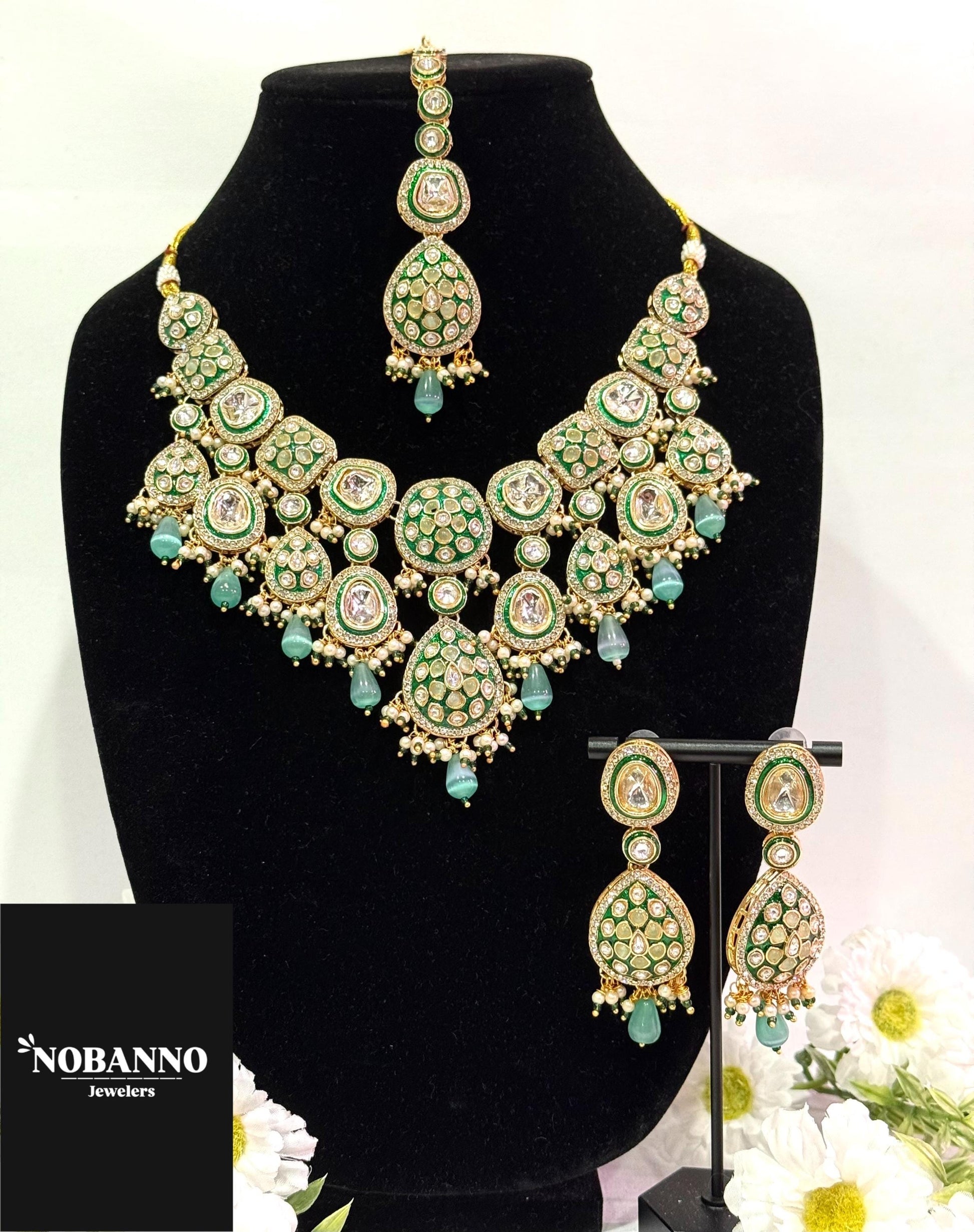 Pristine Handcrafted Minakari Kundan Necklace set/Indian  Jewelry Set/ High Quality Kundan 4 Piece Set