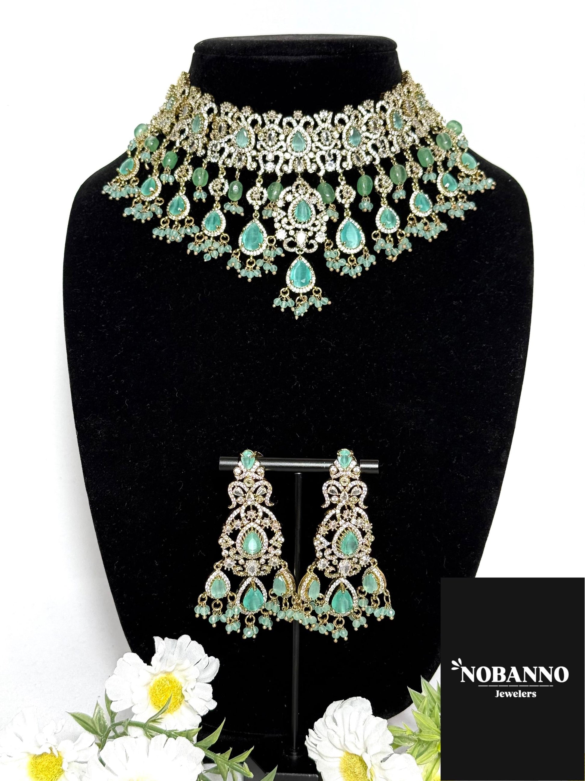 Premium Quality Moissanite Polki Victorian Polished Jewelry Set/Indian Jewellery/ kundan jewellery/High quality necklace set.
