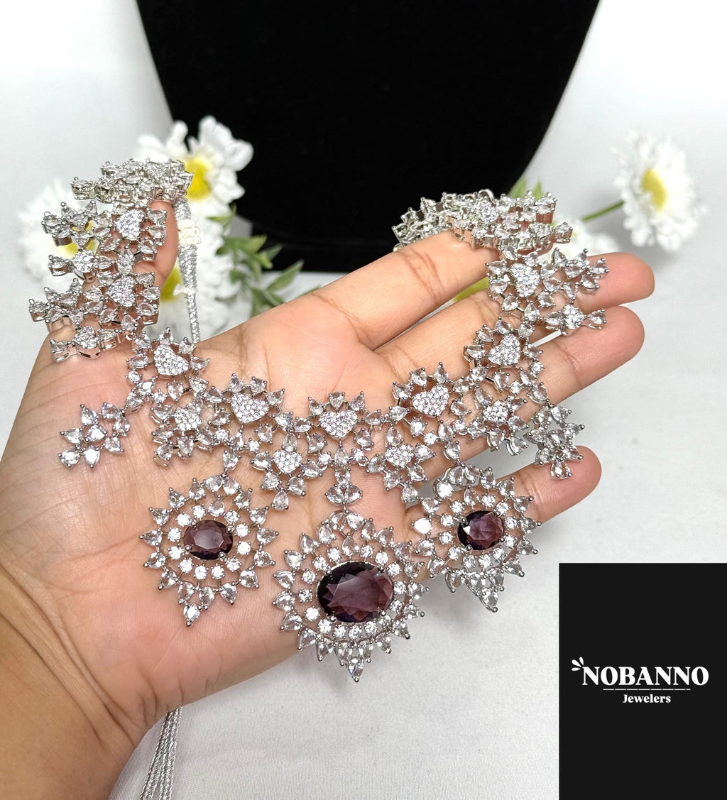 Pristine Handcrafted  AD Jewelery set/Indian  Jewelry Set/ High Quality AD 3 Piece Set.