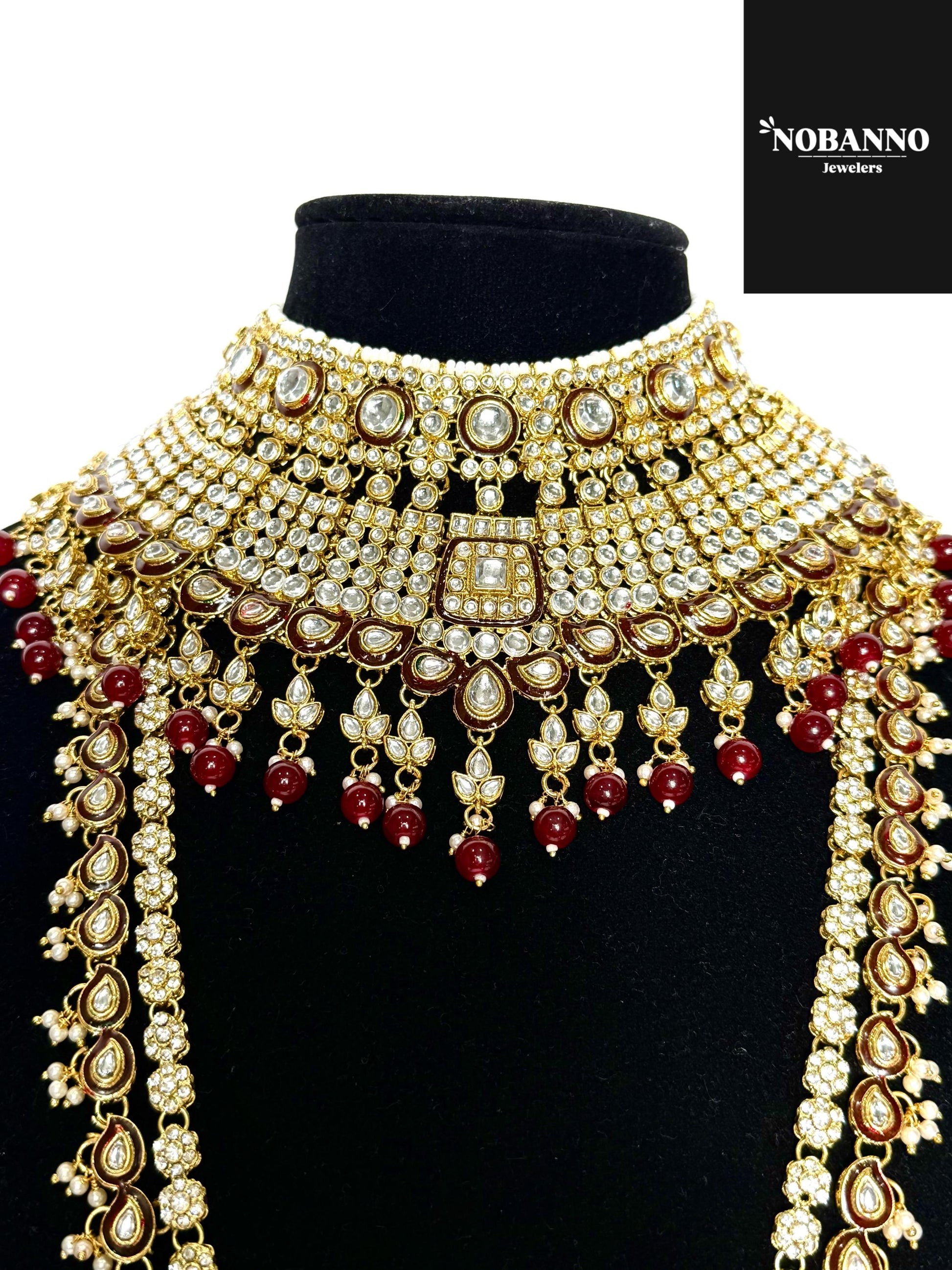 Pristine Handcrafted Kundan Bridal set/Indian Full Bridal Jewelry Set/ High Quality Kundan Polki 9 Piece Set.