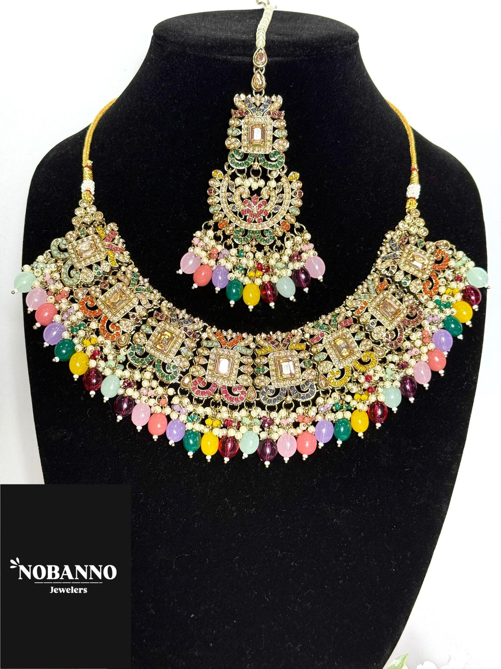 Pristine Handcrafted  pakistanu Polki semi Bridal set/Indian Semi Bridal Jewelry Set/ High Quality Polki 5 Piece Set.