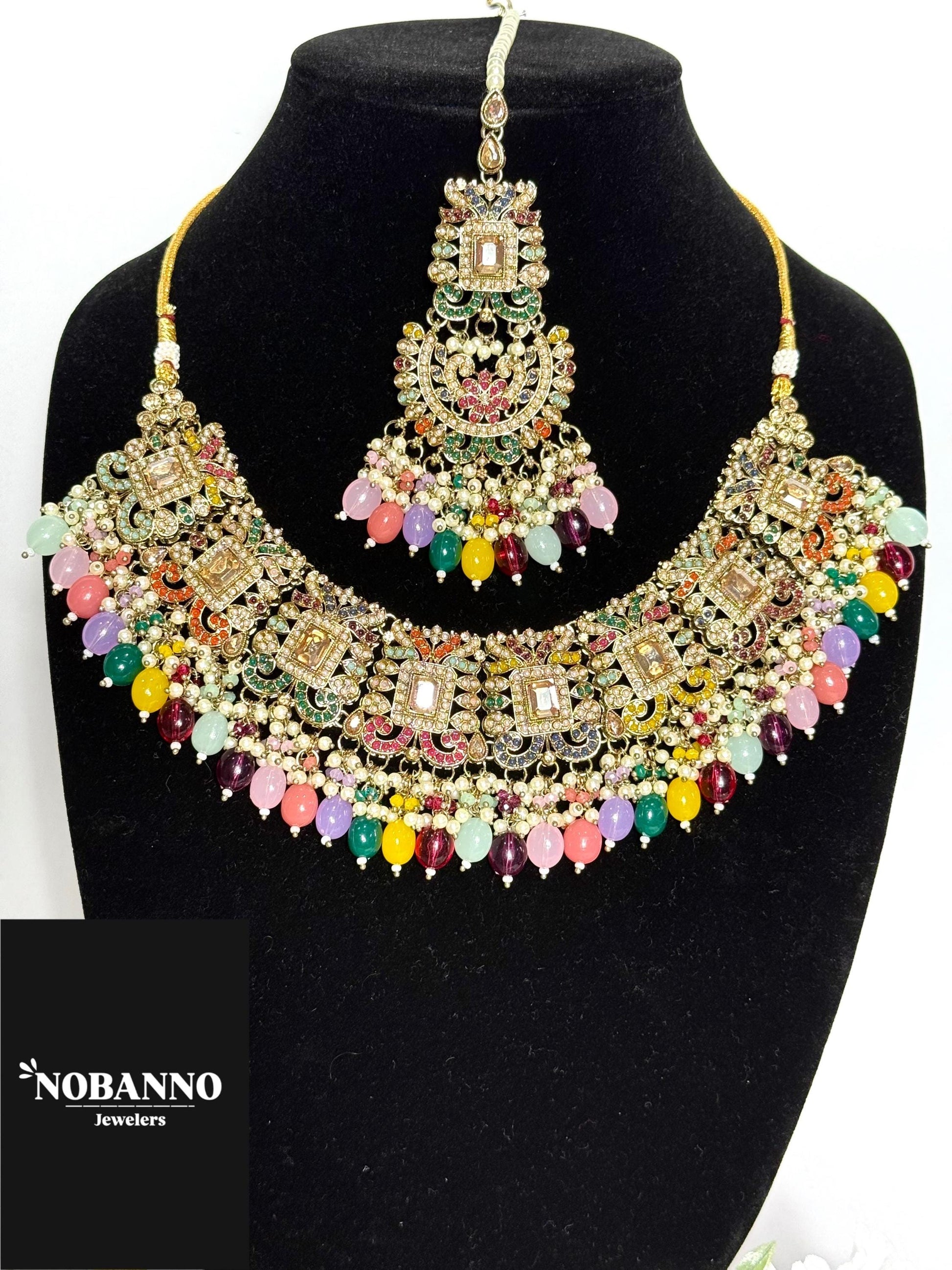 Pristine Handcrafted  pakistanu Polki semi Bridal set/Indian Semi Bridal Jewelry Set/ High Quality Polki 5 Piece Set.