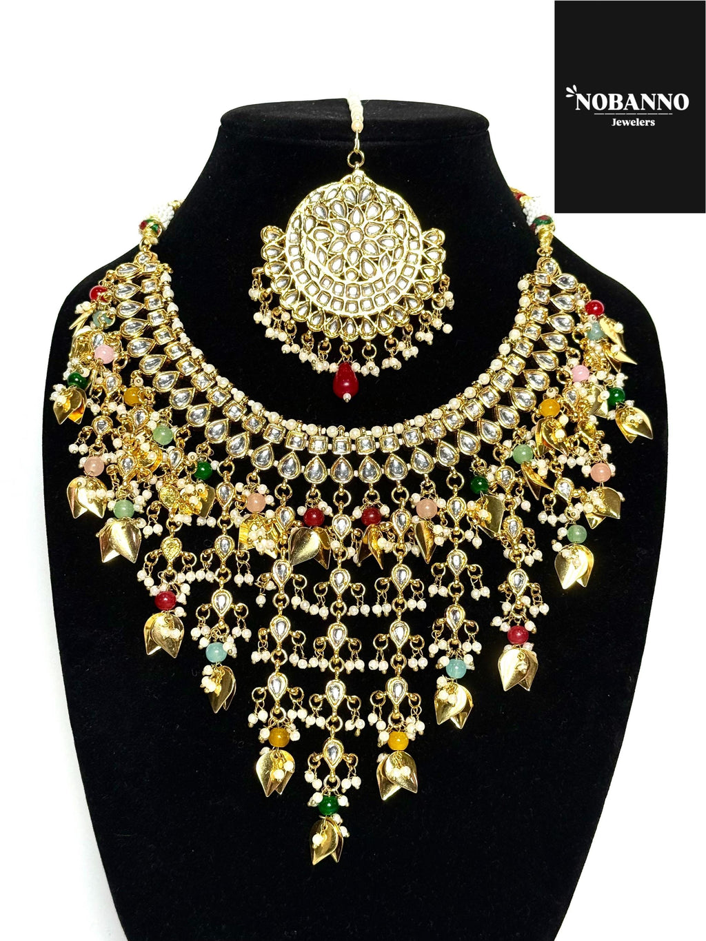 Handcrafted Kundan Semi BridalJewelry Set.Indian/Bangladeshi/Pakistani Jewelery.