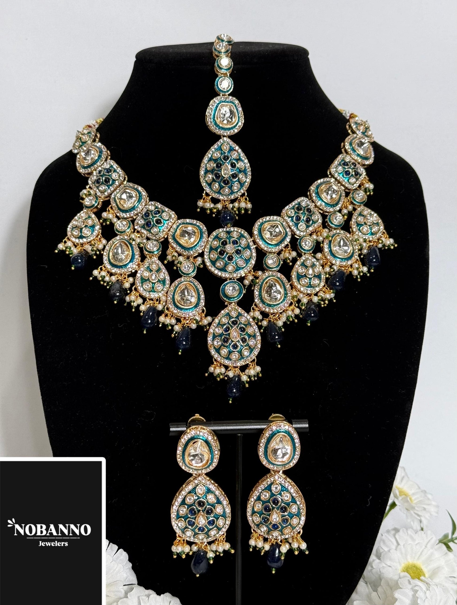 Pristine Handcrafted Minakari Kundan Necklace set/Indian  Jewelry Set/ High Quality Kundan 4 Piece Set
