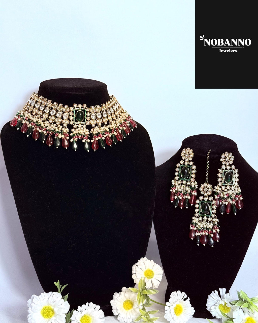 Handcrafted Kundan Choker set/Indian  Jewelry Set/ High Quality Kundan 4 Piece Set.